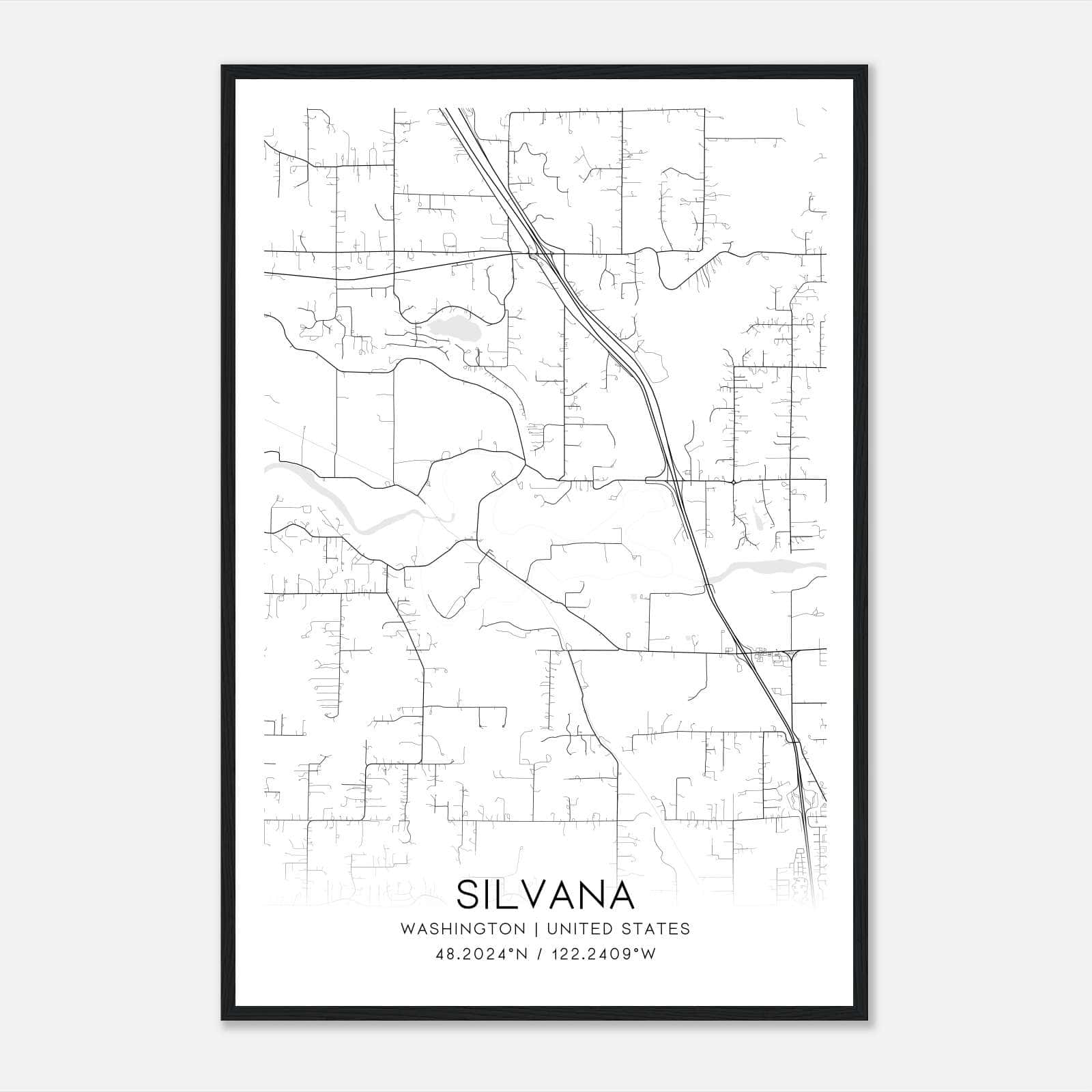 Silvana Washington Map Poster, Modern Home Decor Wall Art Print Silvana Washington Map Poster, Modern Home Decor Wall Art Print