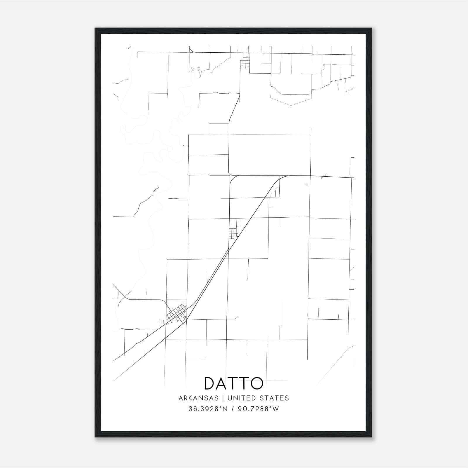 Datto Arkansas Map Poster, Modern Home Decor Wall Art Print Datto Arkansas Map Poster, Modern Home Decor Wall Art Print