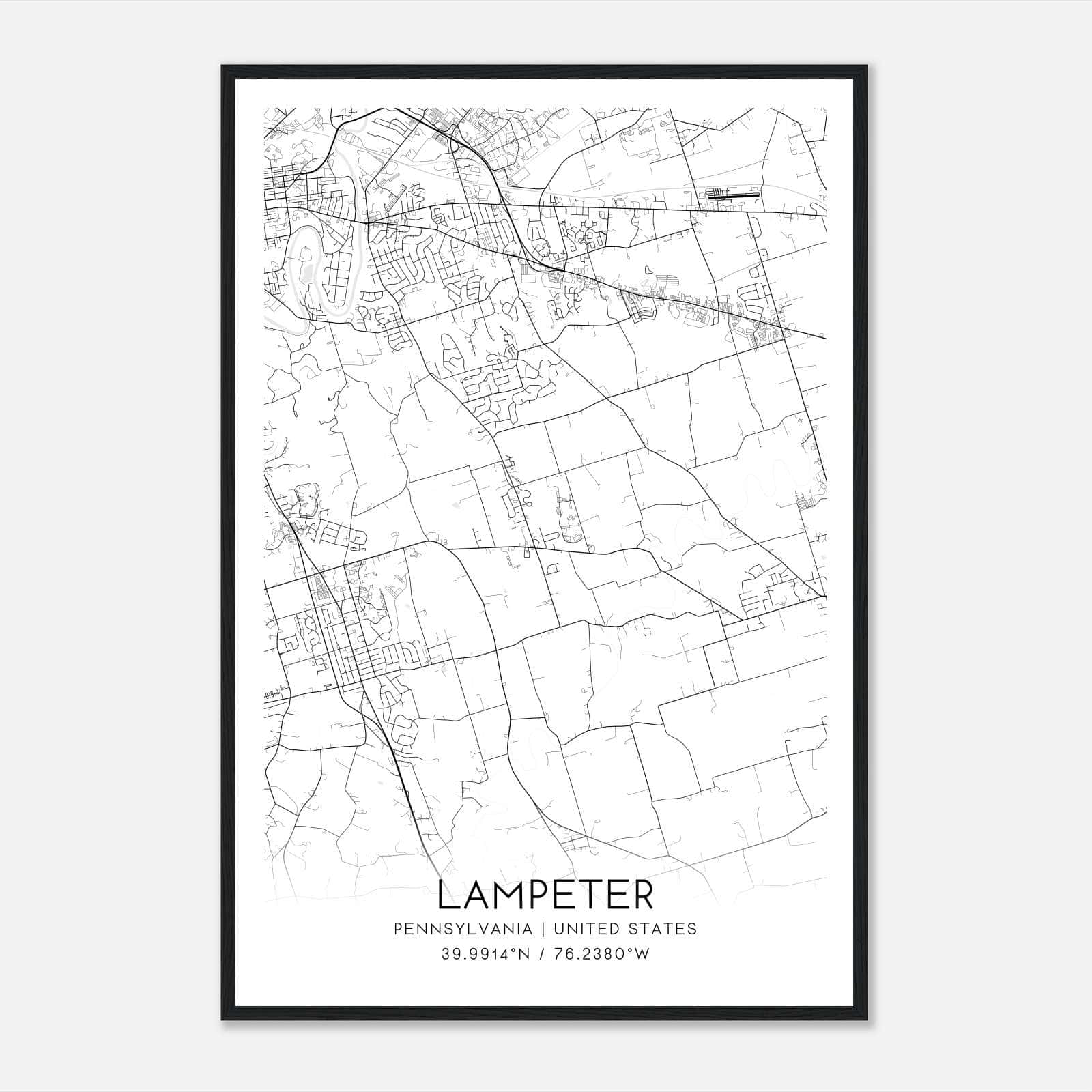 Lampeter Pennsylvania Map Poster, Modern Home Decor Wall Art Print Lampeter Pennsylvania Map Poster, Modern Home Decor Wall Art Print