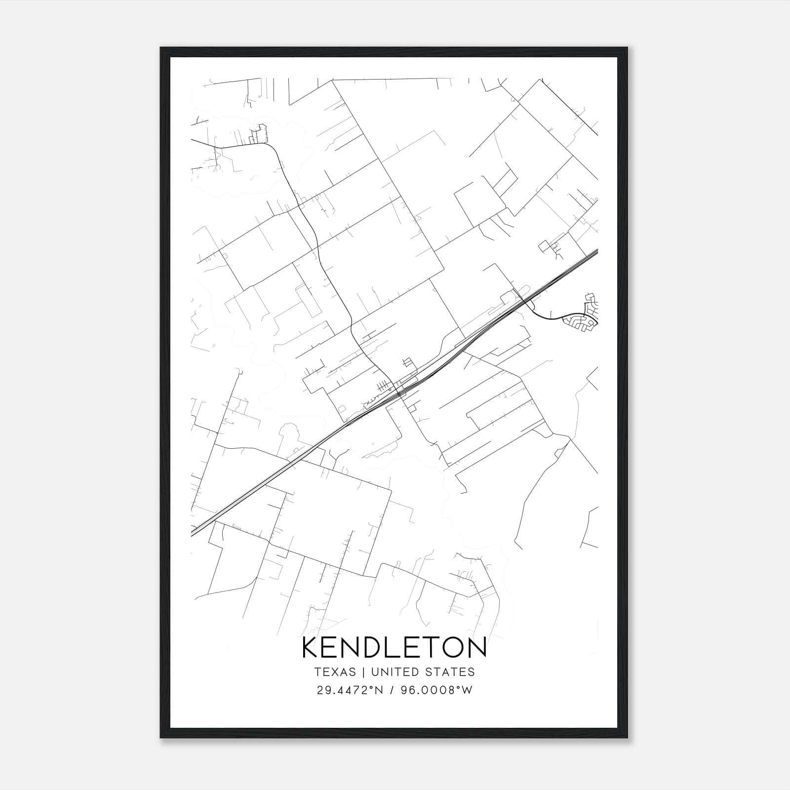 Kendleton Texas Map Poster, Modern Home Decor Wall Art Print Kendleton Texas Map Poster, Modern Home Decor Wall Art Print