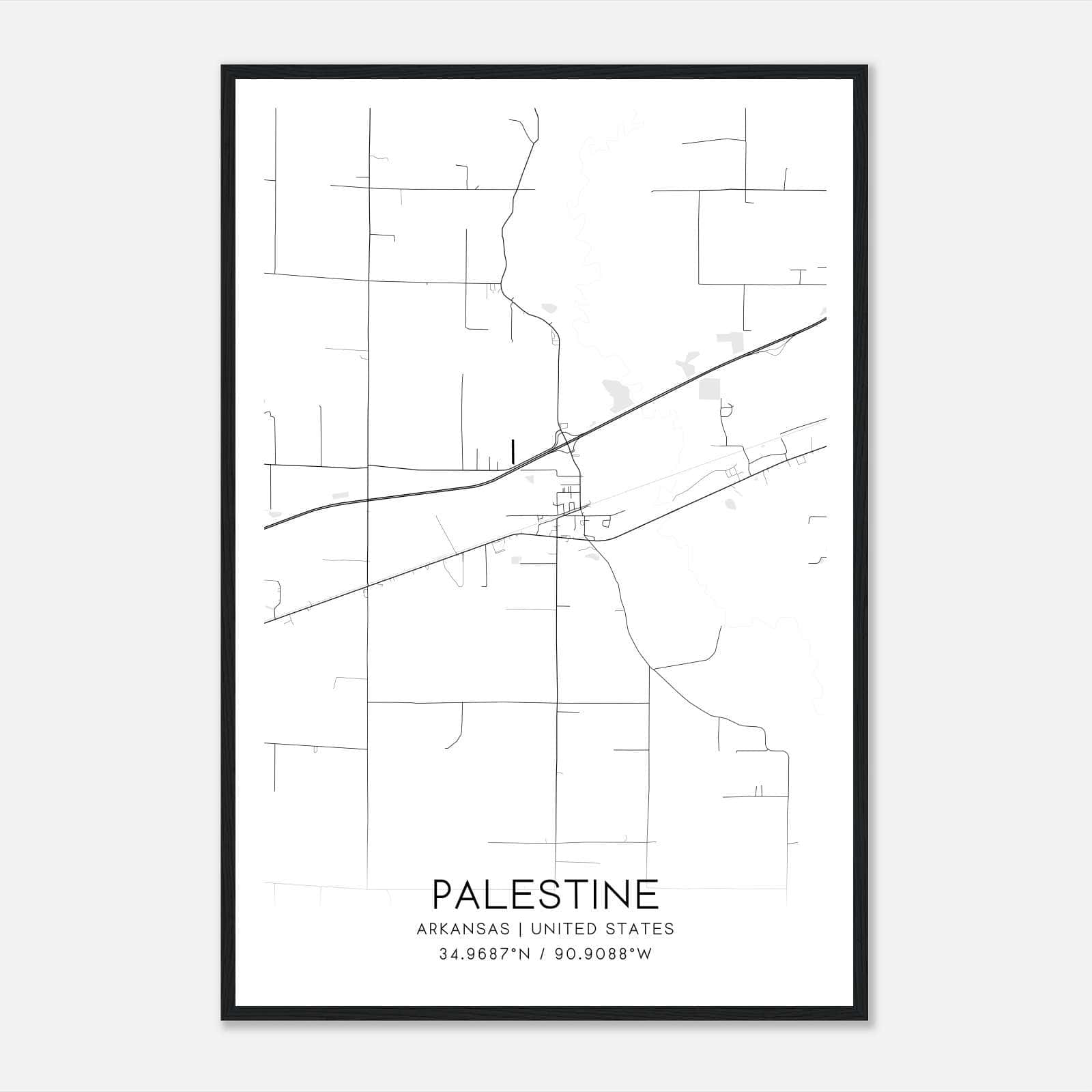 Palestine Arkansas Map Poster, Modern Home Decor Wall Art Print Palestine Arkansas Map Poster, Modern Home Decor Wall Art Print