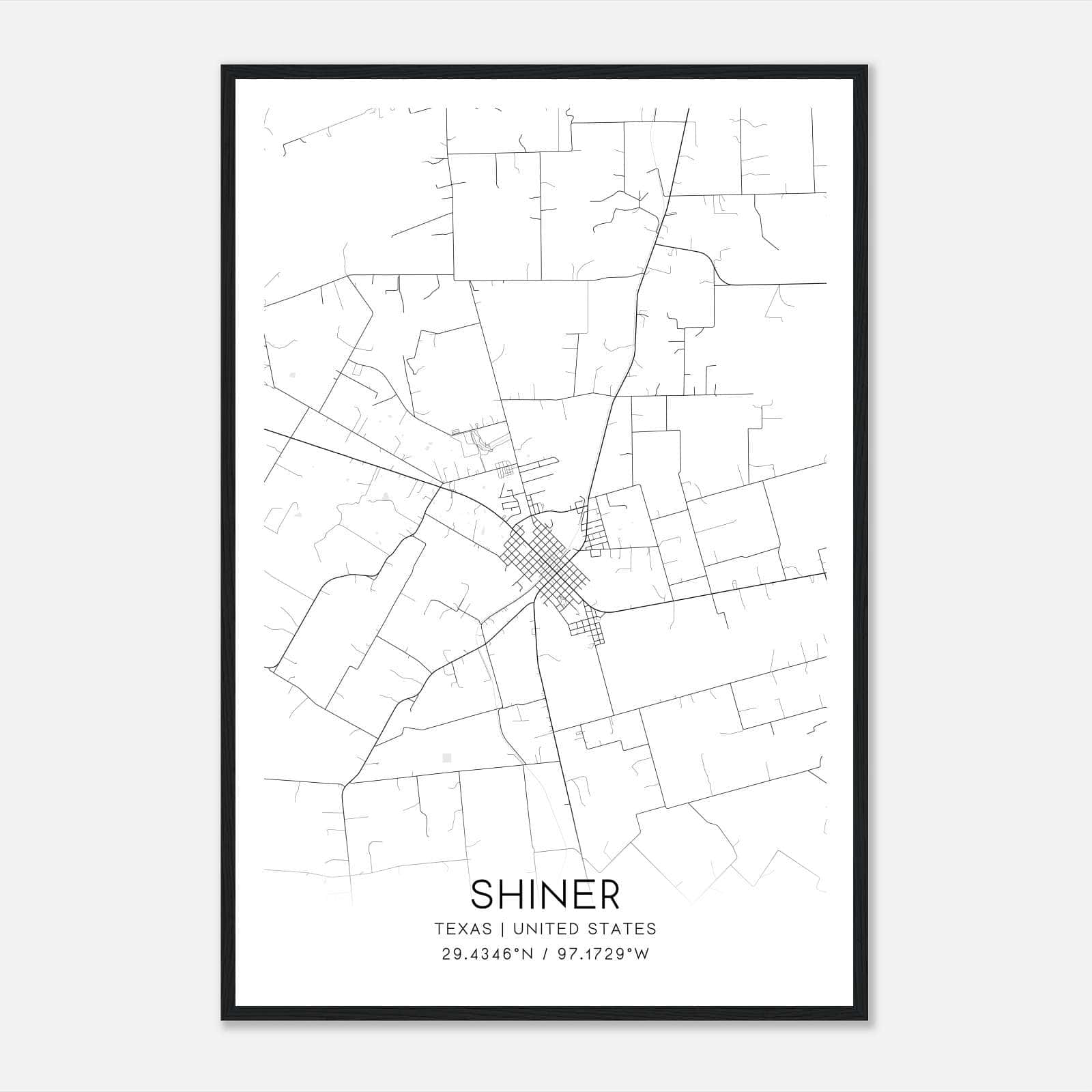 Shiner Texas Map Poster, Modern Home Decor Wall Art Print Shiner Texas Map Poster, Modern Home Decor Wall Art Print