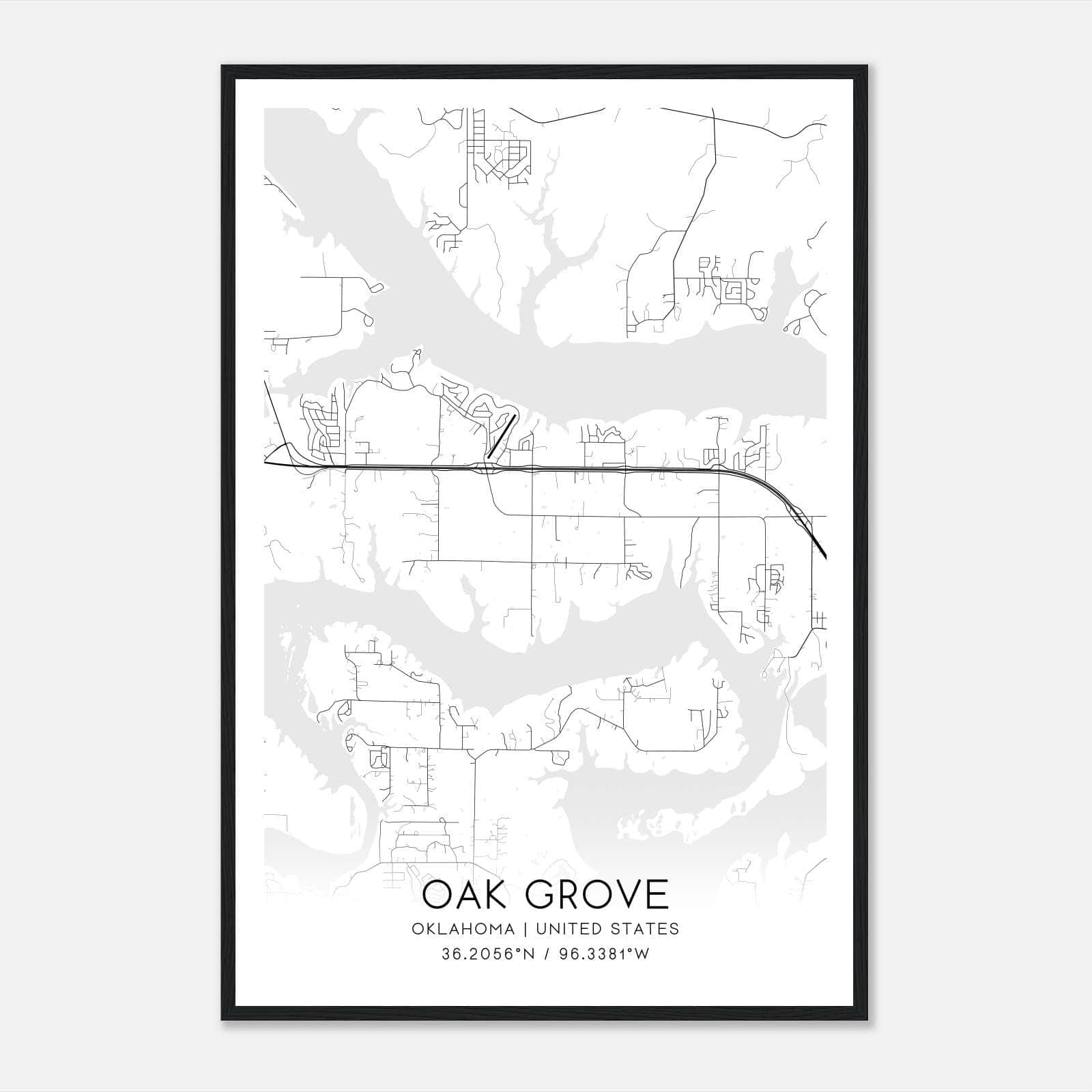 Oak Grove Oklahoma Map Poster, Modern Home Decor Wall Art Print Oak Grove Oklahoma Map Poster, Modern Home Decor Wall Art Print