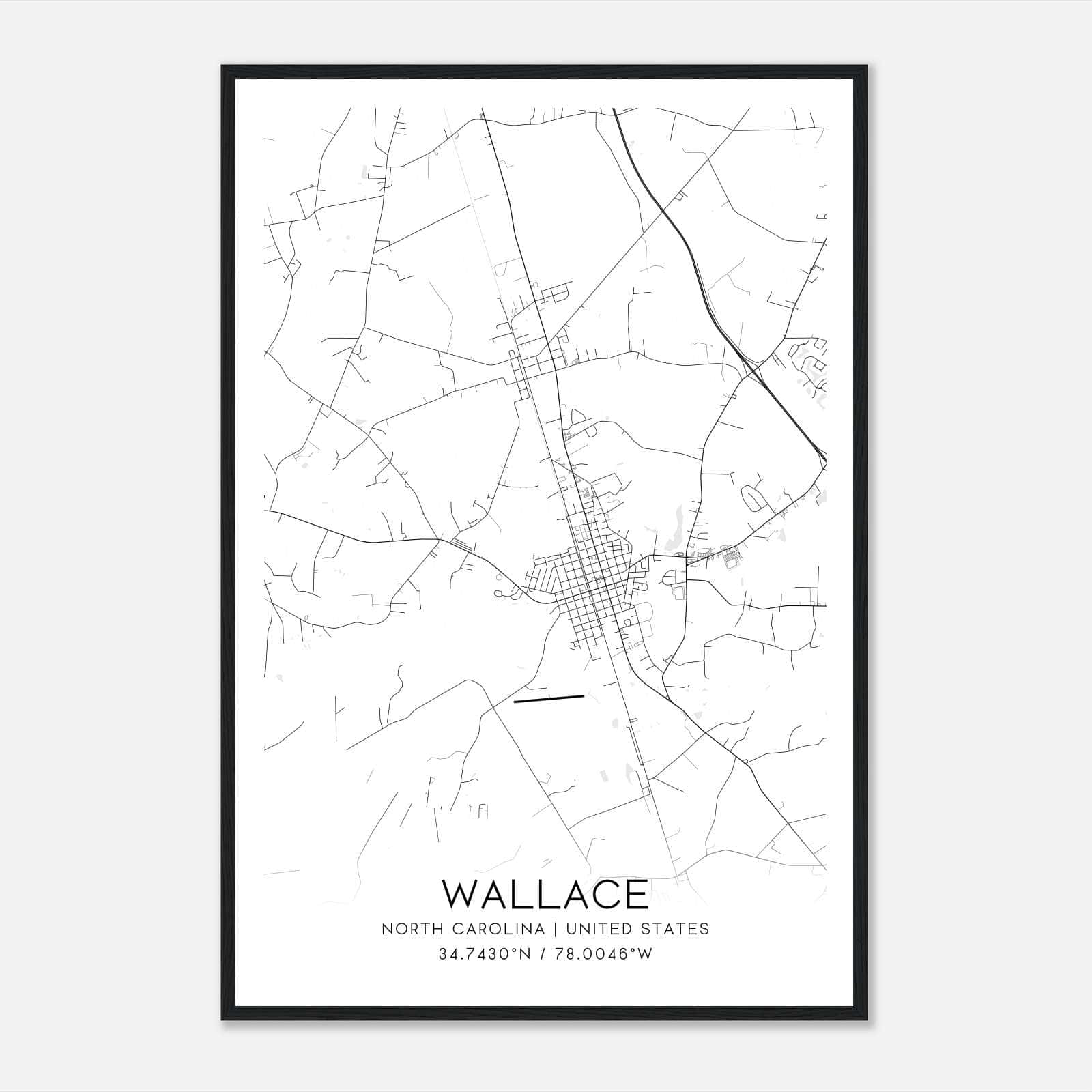Wallace North Carolina Map Poster, Modern Home Decor Wall Art Print Wallace North Carolina Map Poster, Modern Home Decor Wall Art Print