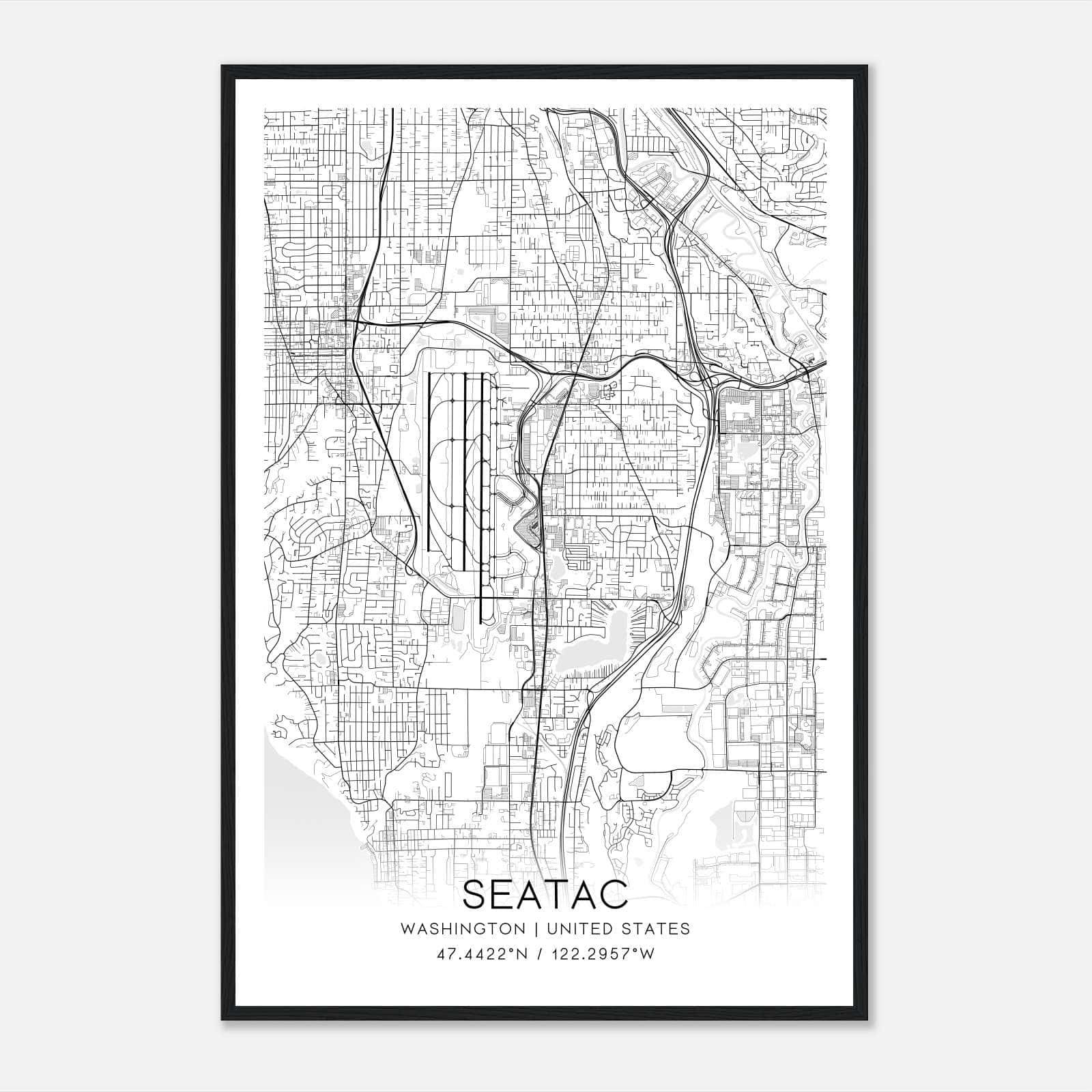 Seatac Washington Map Poster, Modern Home Decor Wall Art Print Seatac Washington Map Poster, Modern Home Decor Wall Art Print