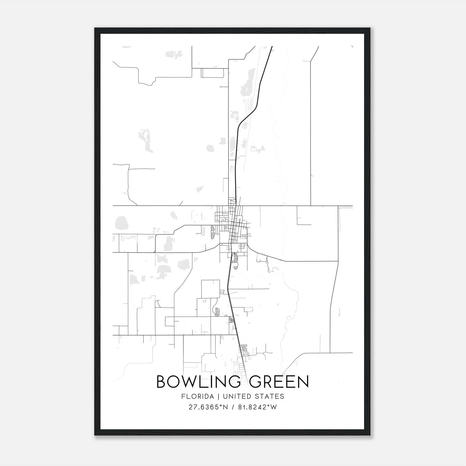 Bowling Green Florida Map Poster, Modern Home Decor Wall Art Print Bowling Green Florida Map Poster, Modern Home Decor Wall Art Print