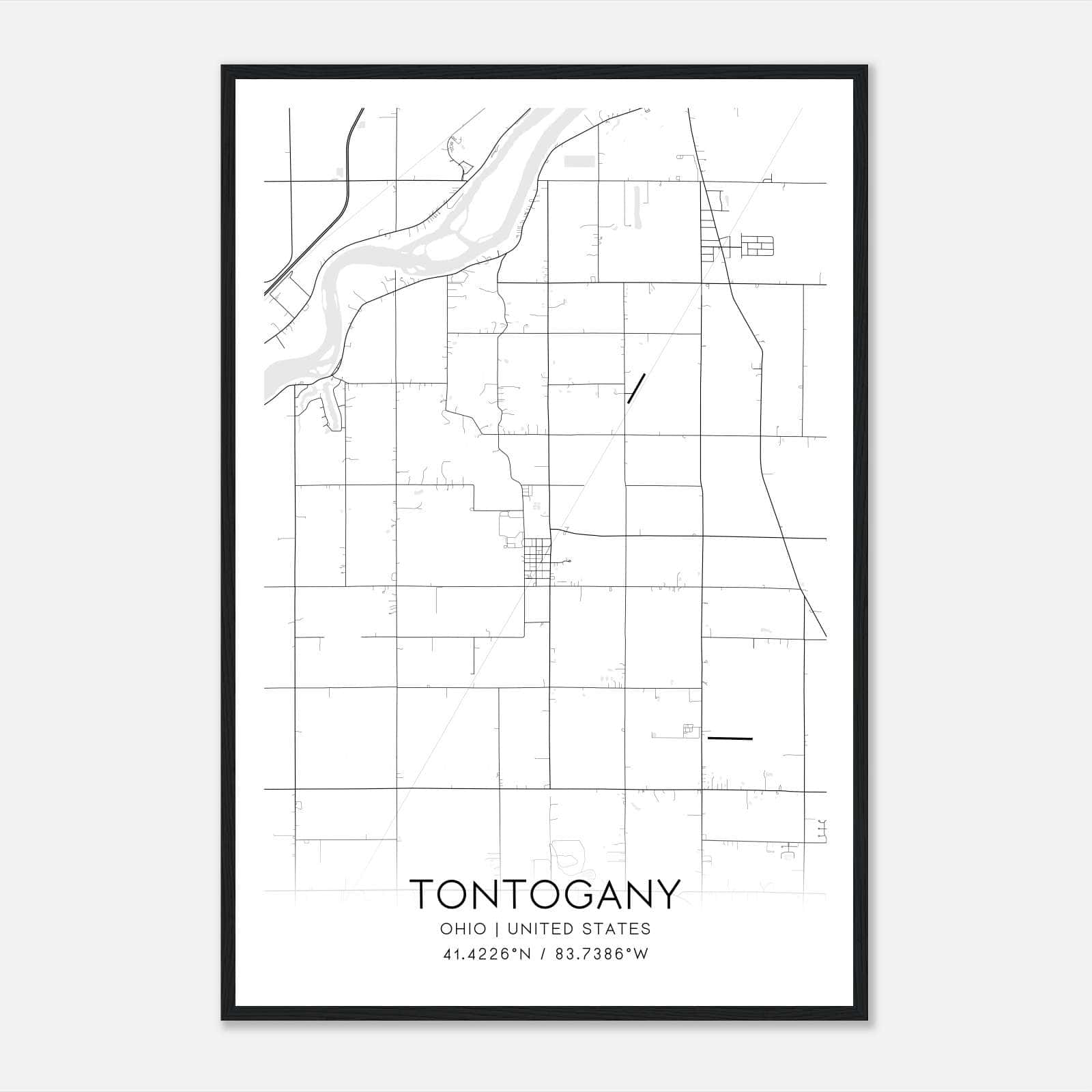 Tontogany Ohio Map Poster, Modern Home Decor Wall Art Print Tontogany Ohio Map Poster, Modern Home Decor Wall Art Print