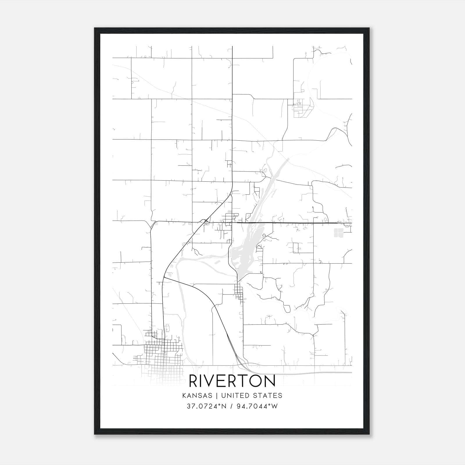 Riverton Kansas Map Poster, Modern Home Decor Wall Art Print Riverton Kansas Map Poster, Modern Home Decor Wall Art Print