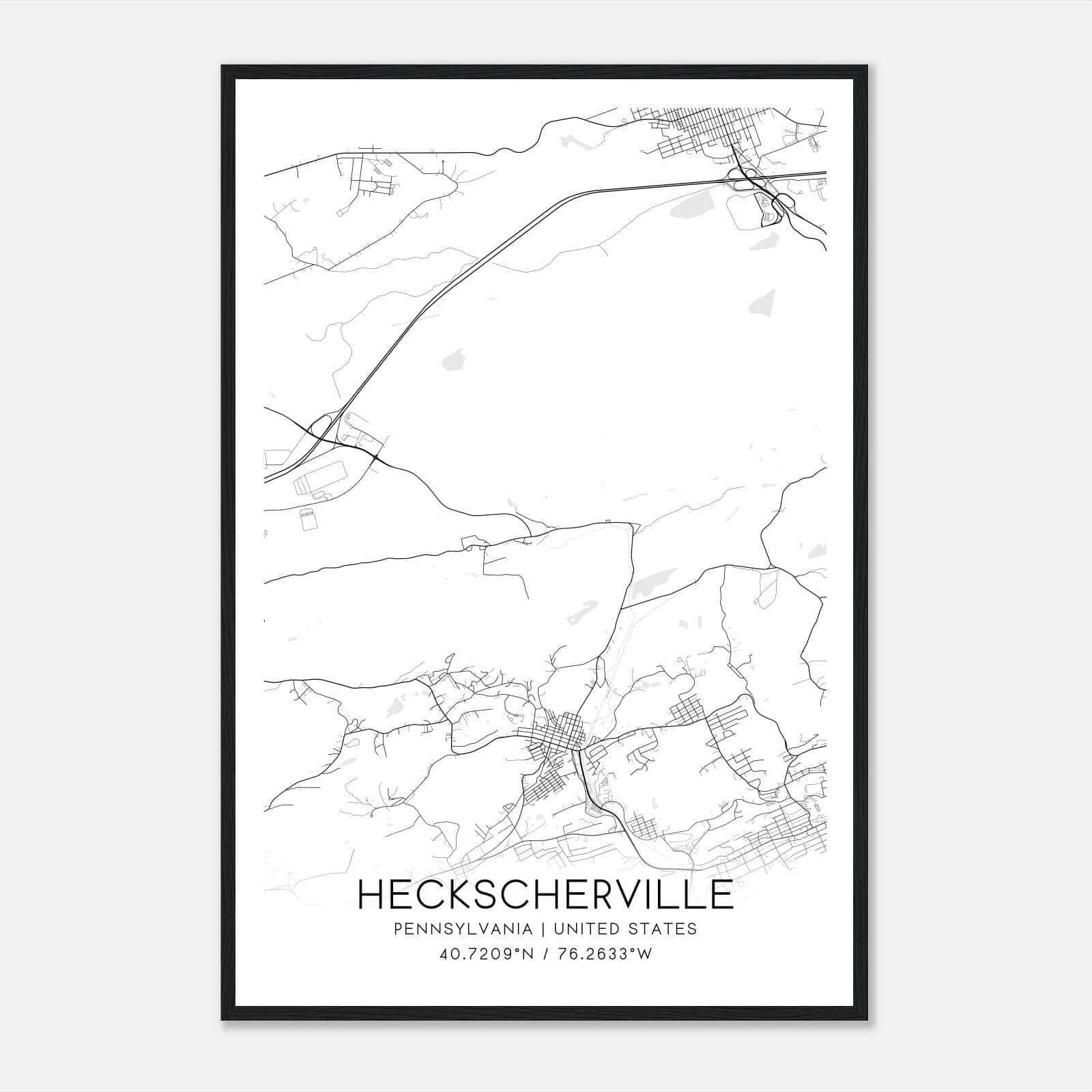 Heckscherville Pennsylvania Map Poster, Modern Home Decor Wall Art Print Heckscherville Pennsylvania Map Poster, Modern Home Decor Wall Art Print