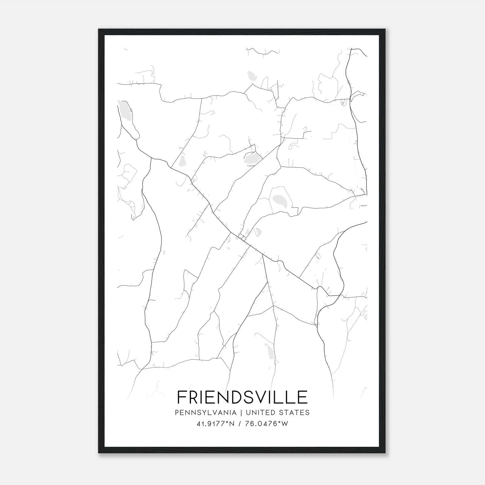 Friendsville Pennsylvania Map Poster, Modern Home Decor Wall Art Print Friendsville Pennsylvania Map Poster, Modern Home Decor Wall Art Print