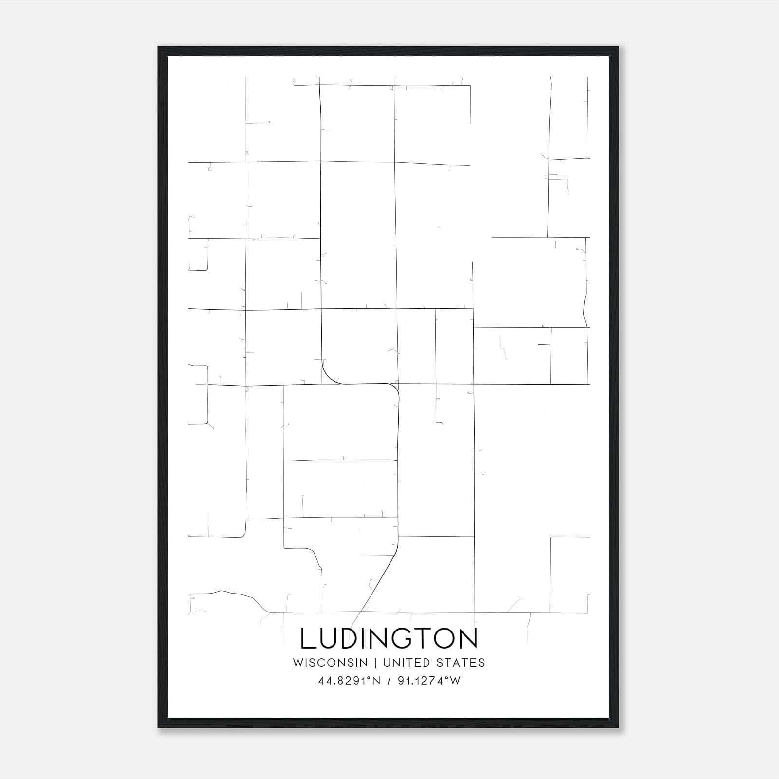 Ludington Wisconsin Map Poster, Modern Home Decor Wall Art Print Ludington Wisconsin Map Poster, Modern Home Decor Wall Art Print