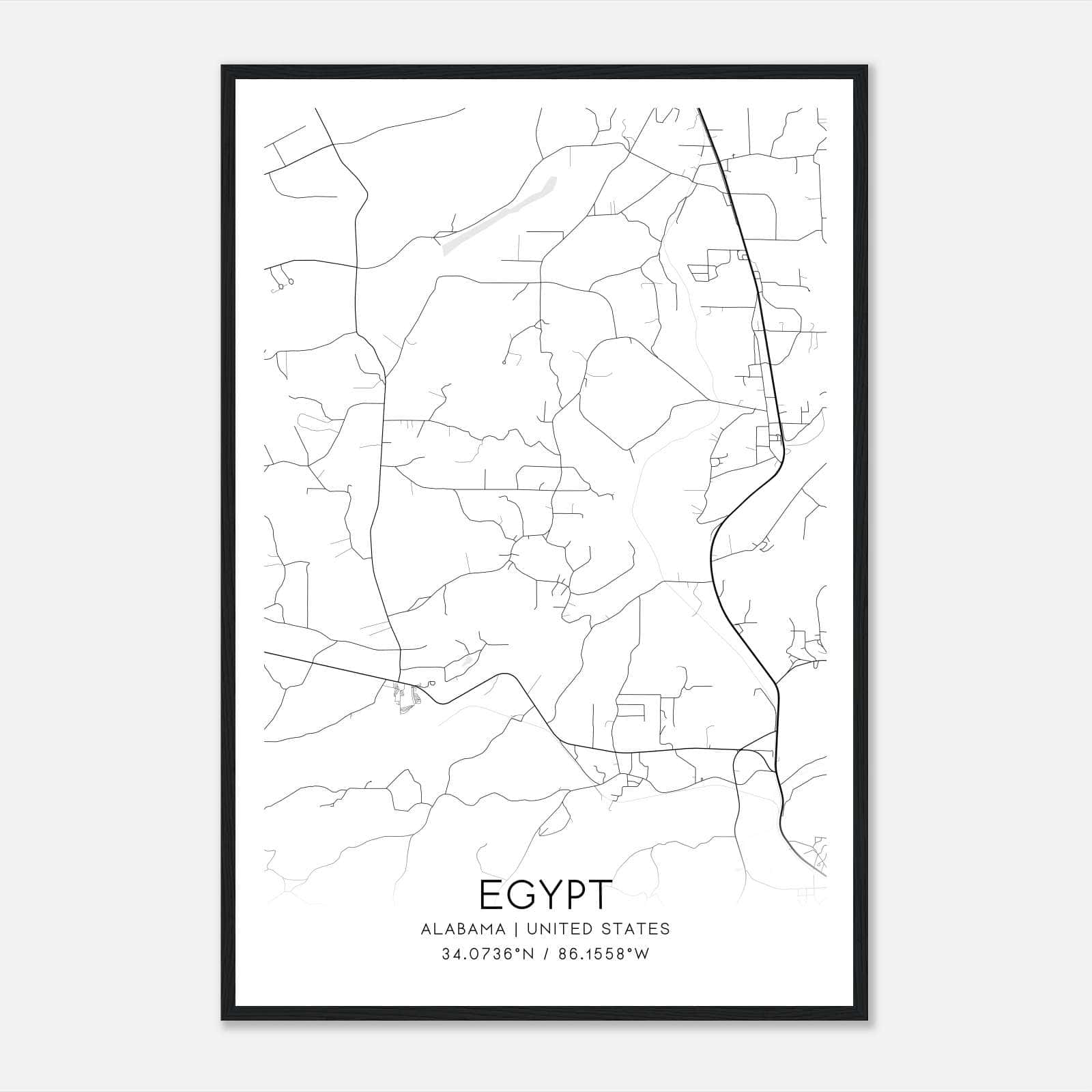 Egypt Alabama Map Poster, Modern Home Decor Wall Art Print Egypt Alabama Map Poster, Modern Home Decor Wall Art Print