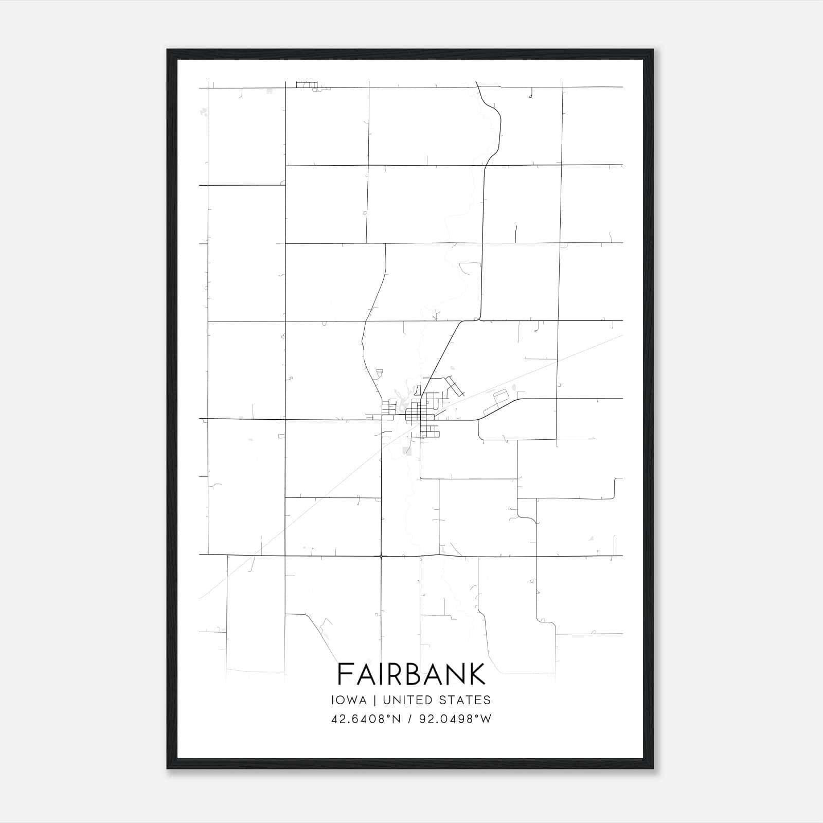 Fairbank Iowa Map Poster, Modern Home Decor Wall Art Print Fairbank Iowa Map Poster, Modern Home Decor Wall Art Print