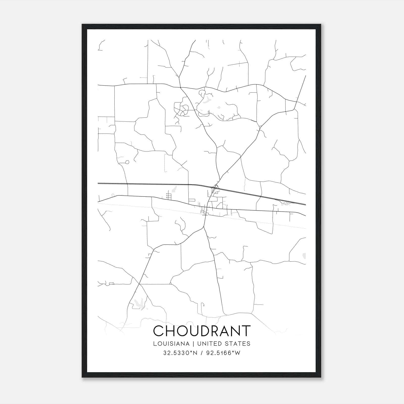 Choudrant Louisiana Map Poster, Modern Home Decor Wall Art Print Choudrant Louisiana Map Poster, Modern Home Decor Wall Art Print