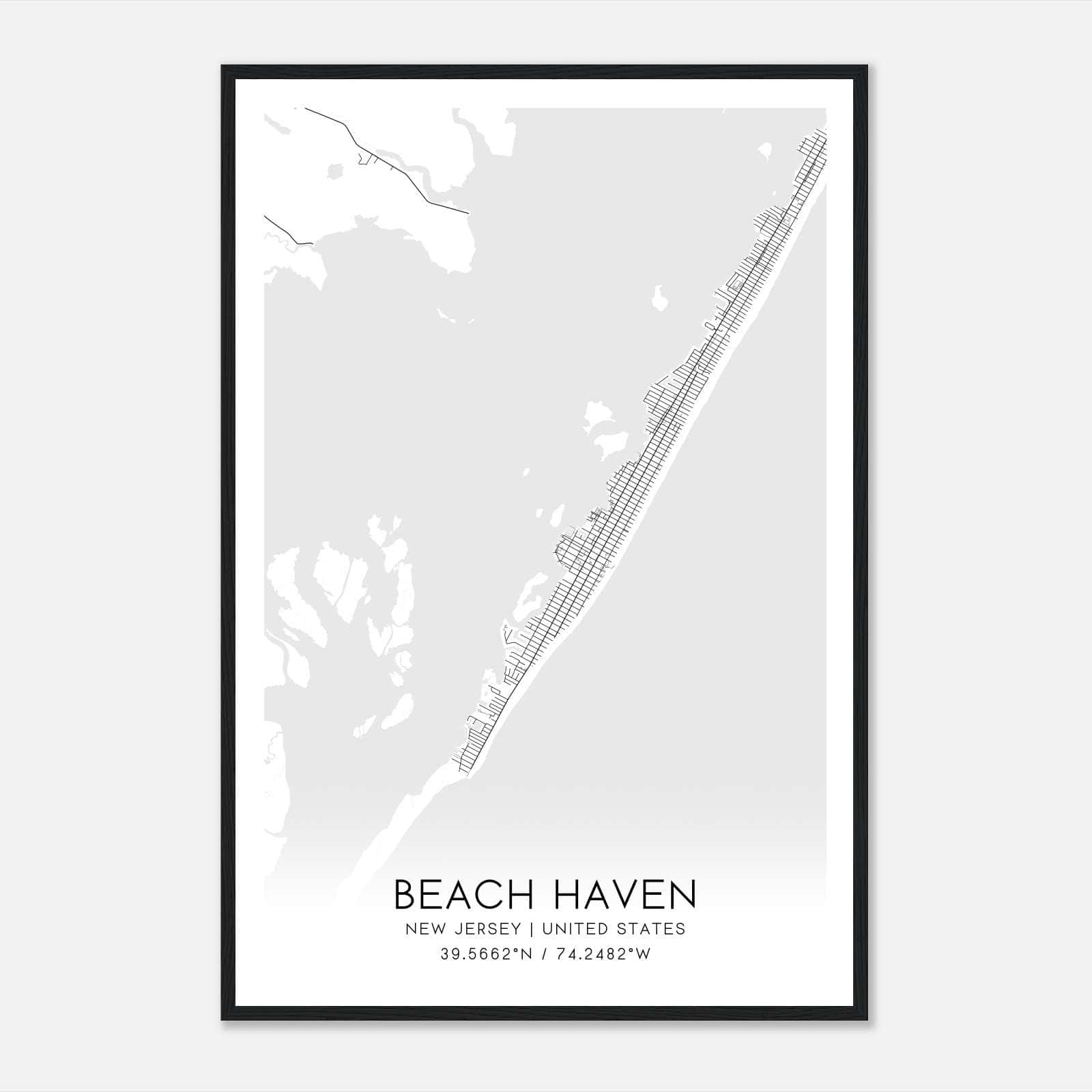 Beach Haven New Jersey Map Poster, Modern Home Decor Wall Art Print Beach Haven New Jersey Map Poster, Modern Home Decor Wall Art Print