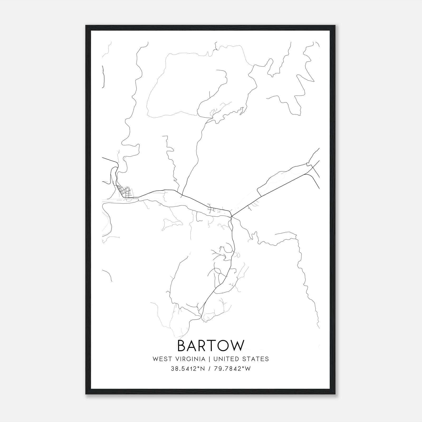 Bartow West Virginia Map Poster, Modern Home Decor Wall Art Print Bartow West Virginia Map Poster, Modern Home Decor Wall Art Print