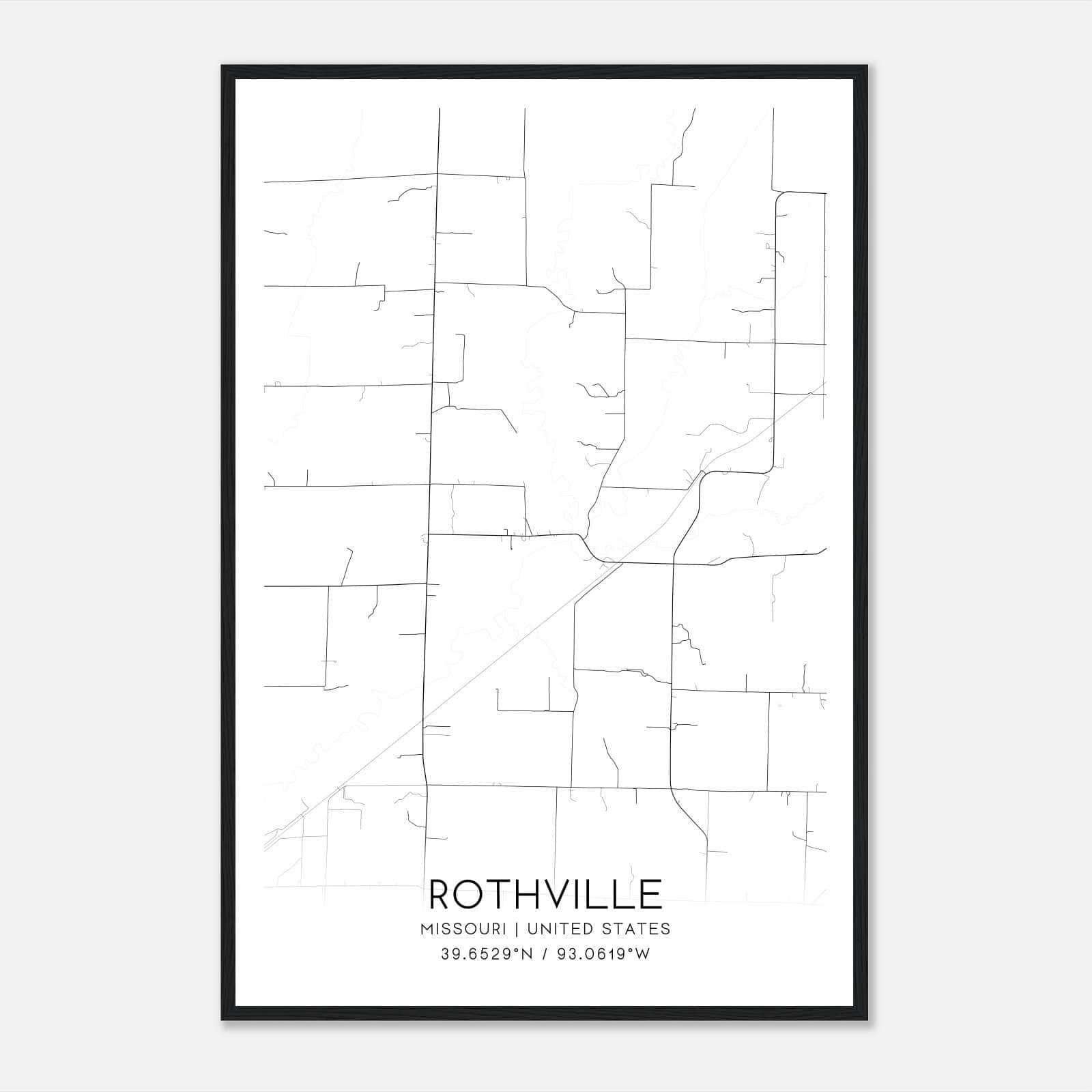 Rothville Missouri Map Poster, Modern Home Decor Wall Art Print Rothville Missouri Map Poster, Modern Home Decor Wall Art Print