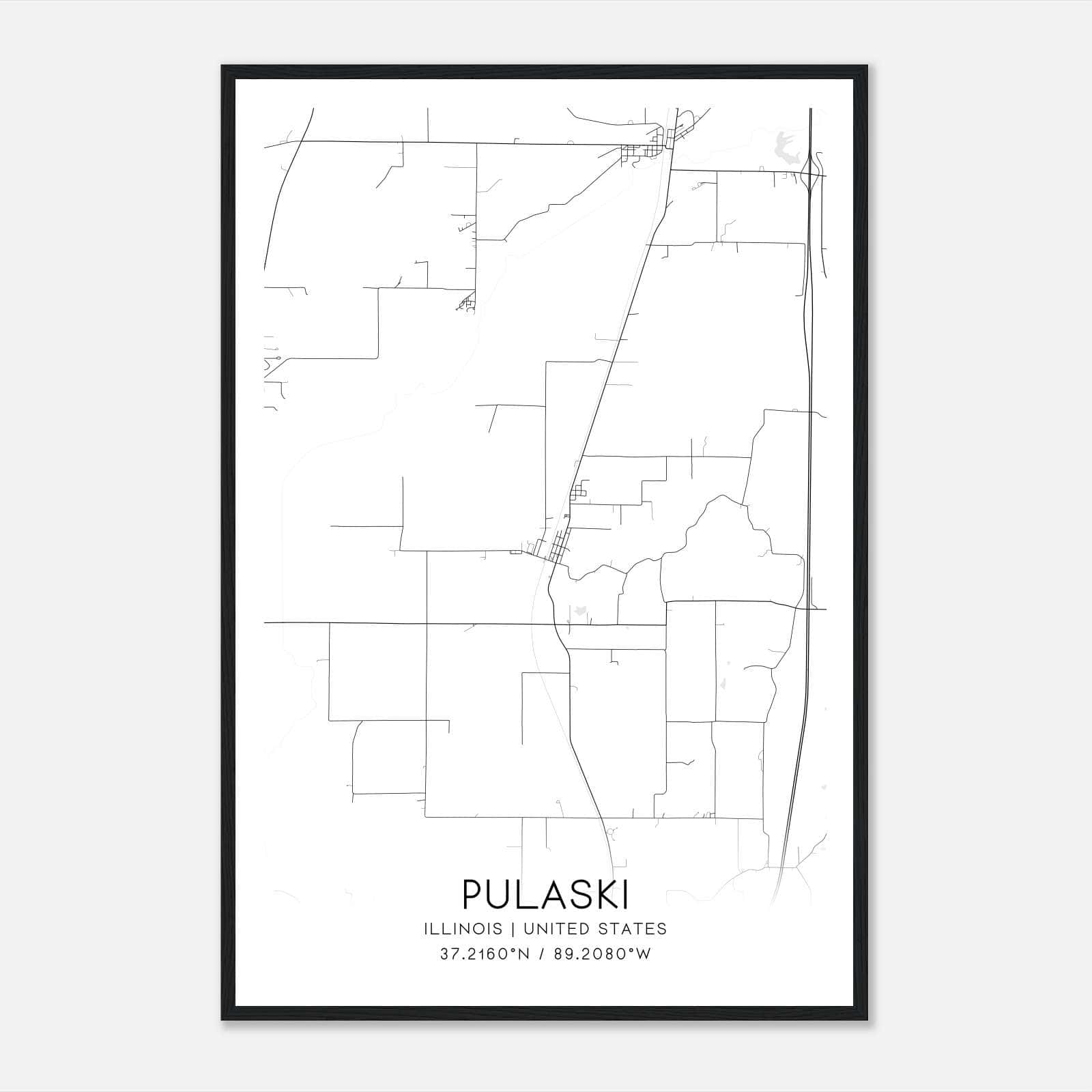 Pulaski Illinois Map Poster, Modern Home Decor Wall Art Print Pulaski Illinois Map Poster, Modern Home Decor Wall Art Print