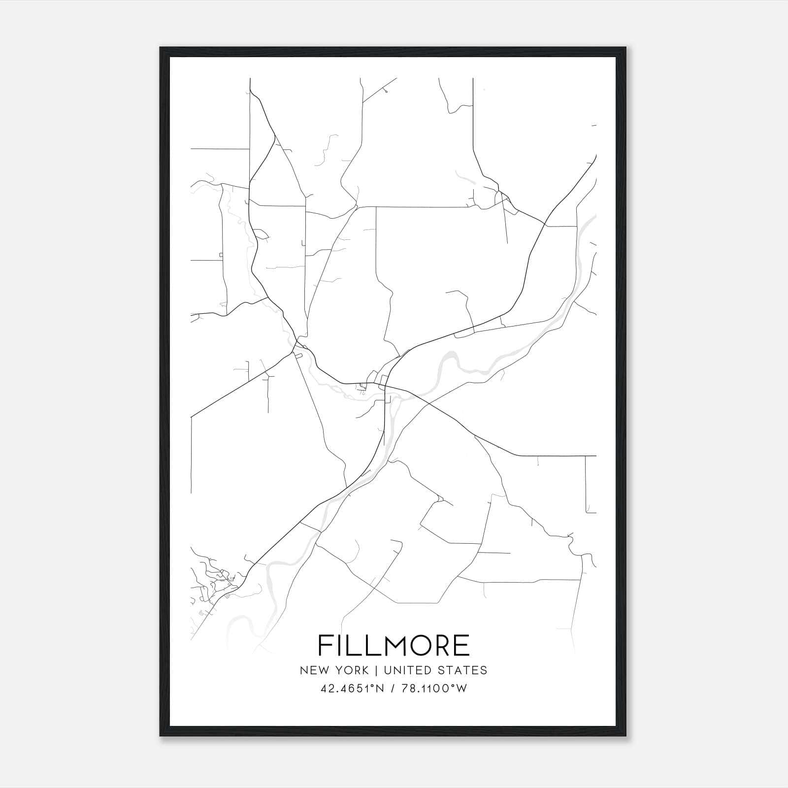 Fillmore New York Map Poster, Modern Home Decor Wall Art Print Fillmore New York Map Poster, Modern Home Decor Wall Art Print
