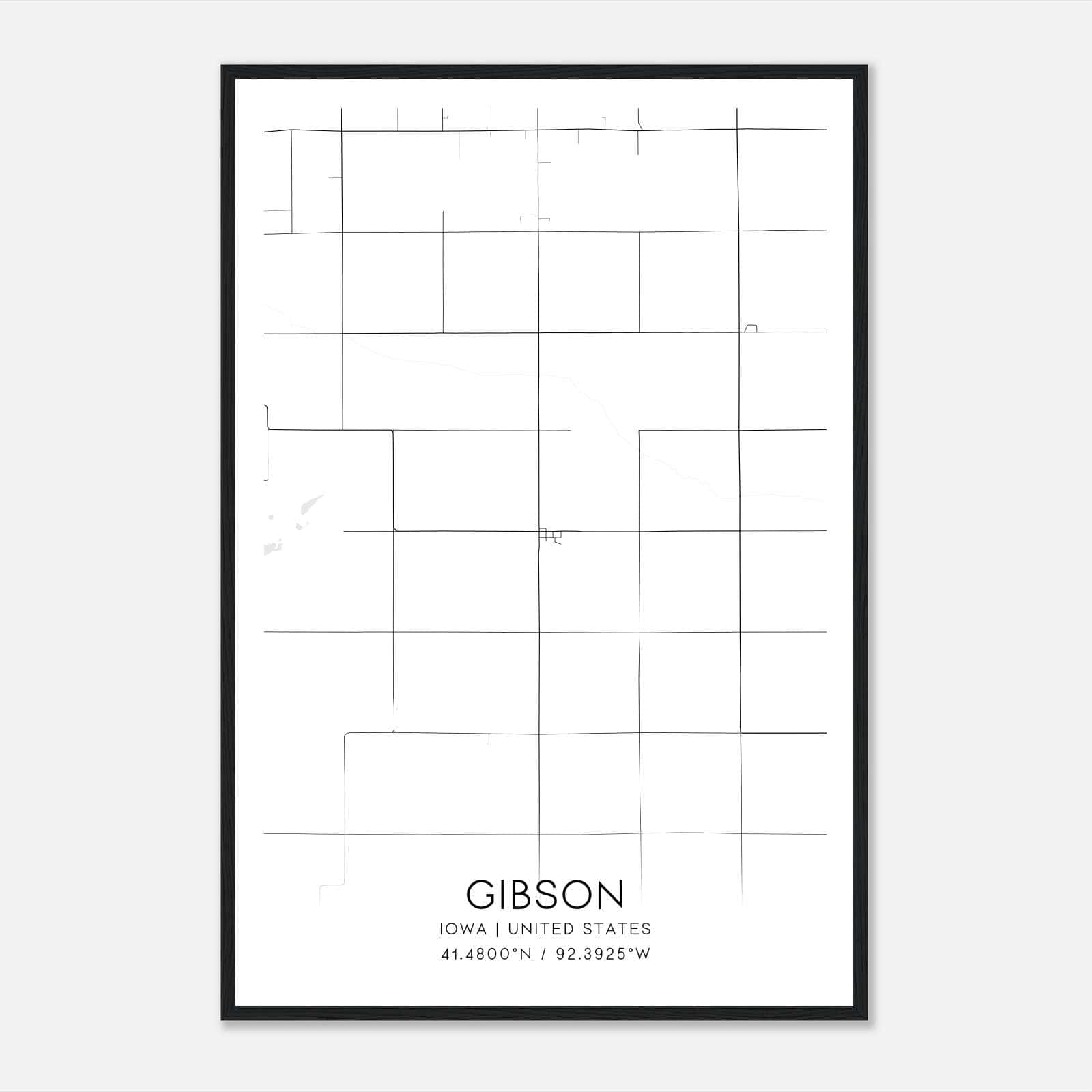 Gibson Iowa Map Poster, Modern Home Decor Wall Art Print Gibson Iowa Map Poster, Modern Home Decor Wall Art Print
