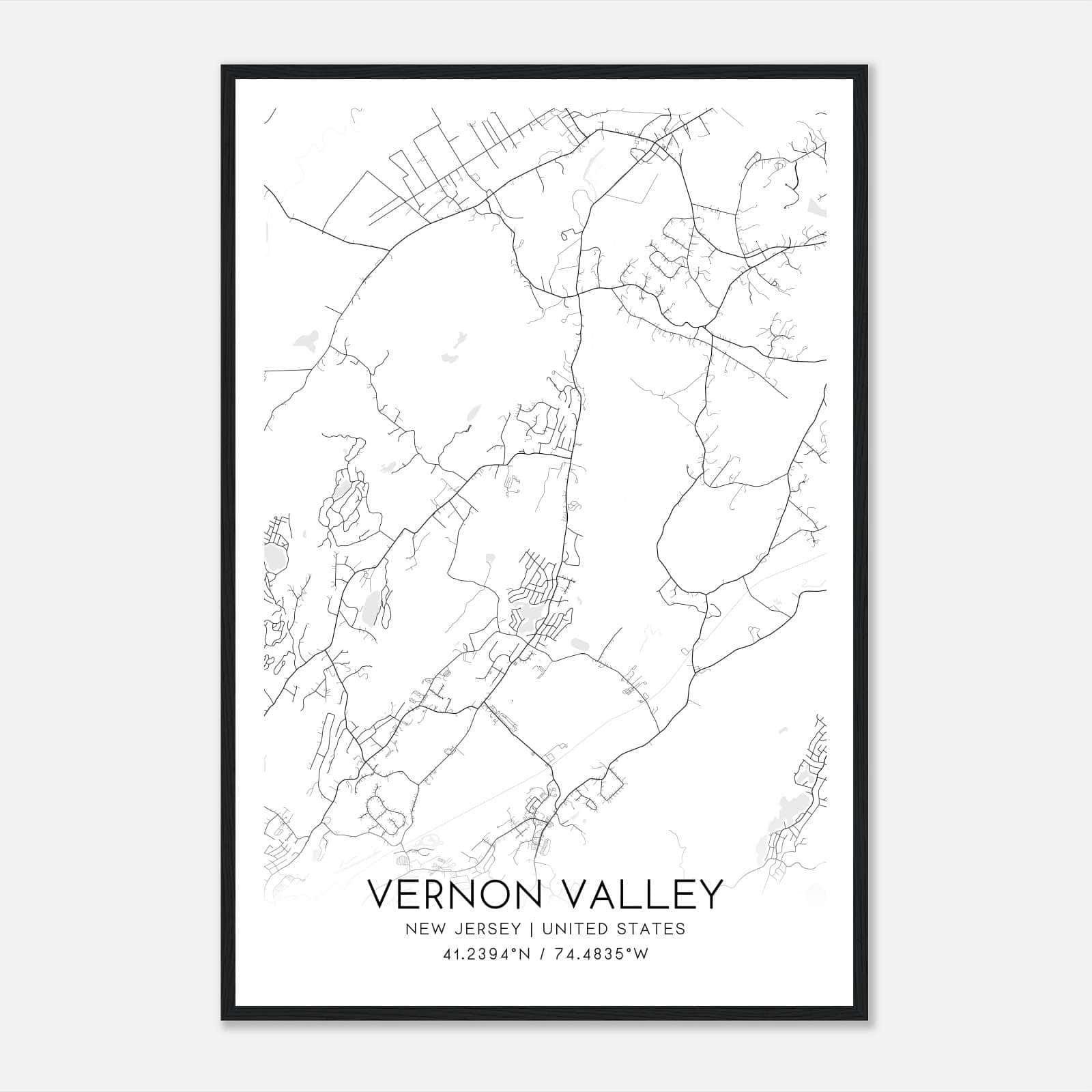 Vernon Valley New Jersey Map Poster, Modern Home Decor Wall Art Print Vernon Valley New Jersey Map Poster, Modern Home Decor Wall Art Print