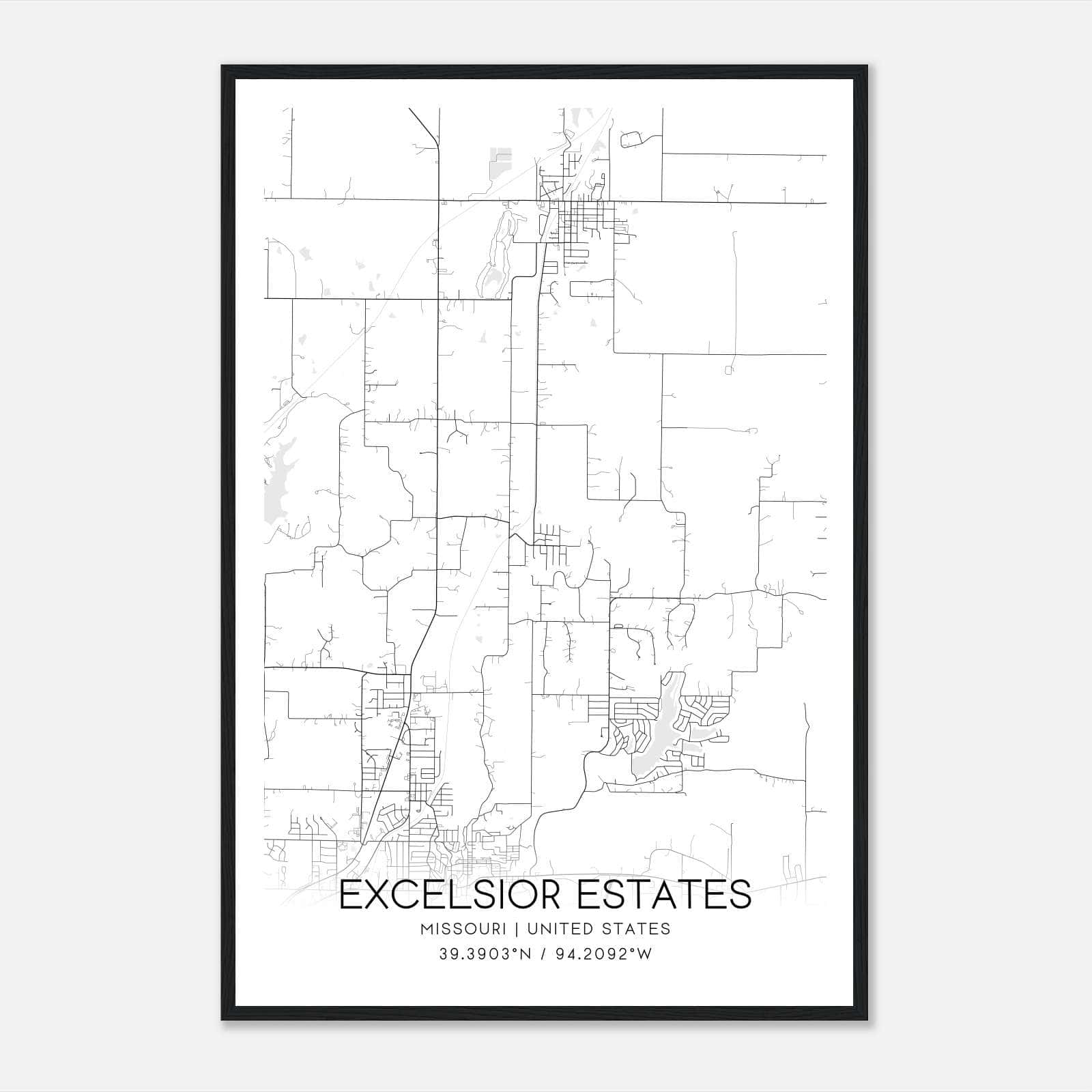 Excelsior Estates Missouri Map Poster, Modern Home Decor Wall Art Print Excelsior Estates Missouri Map Poster, Modern Home Decor Wall Art Print