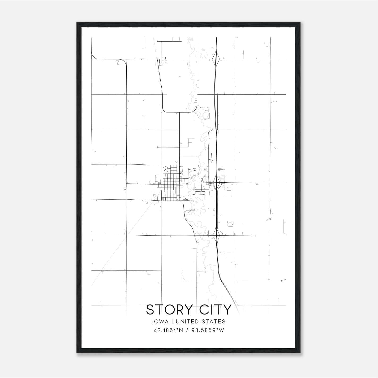 Story City Iowa Map Poster, Modern Home Decor Wall Art Print Story City Iowa Map Poster, Modern Home Decor Wall Art Print