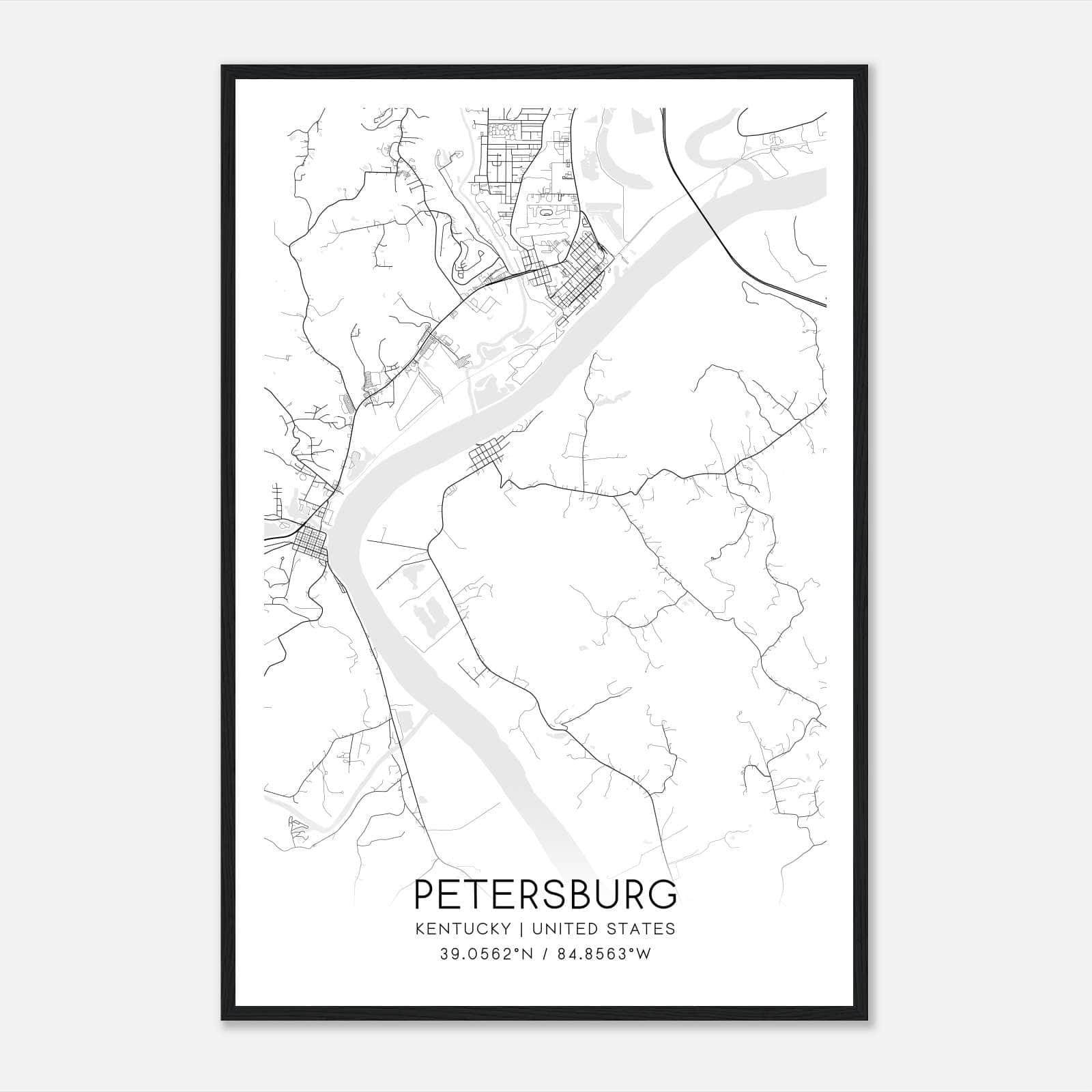 Petersburg Kentucky Map Poster, Modern Home Decor Wall Art Print Petersburg Kentucky Map Poster, Modern Home Decor Wall Art Print