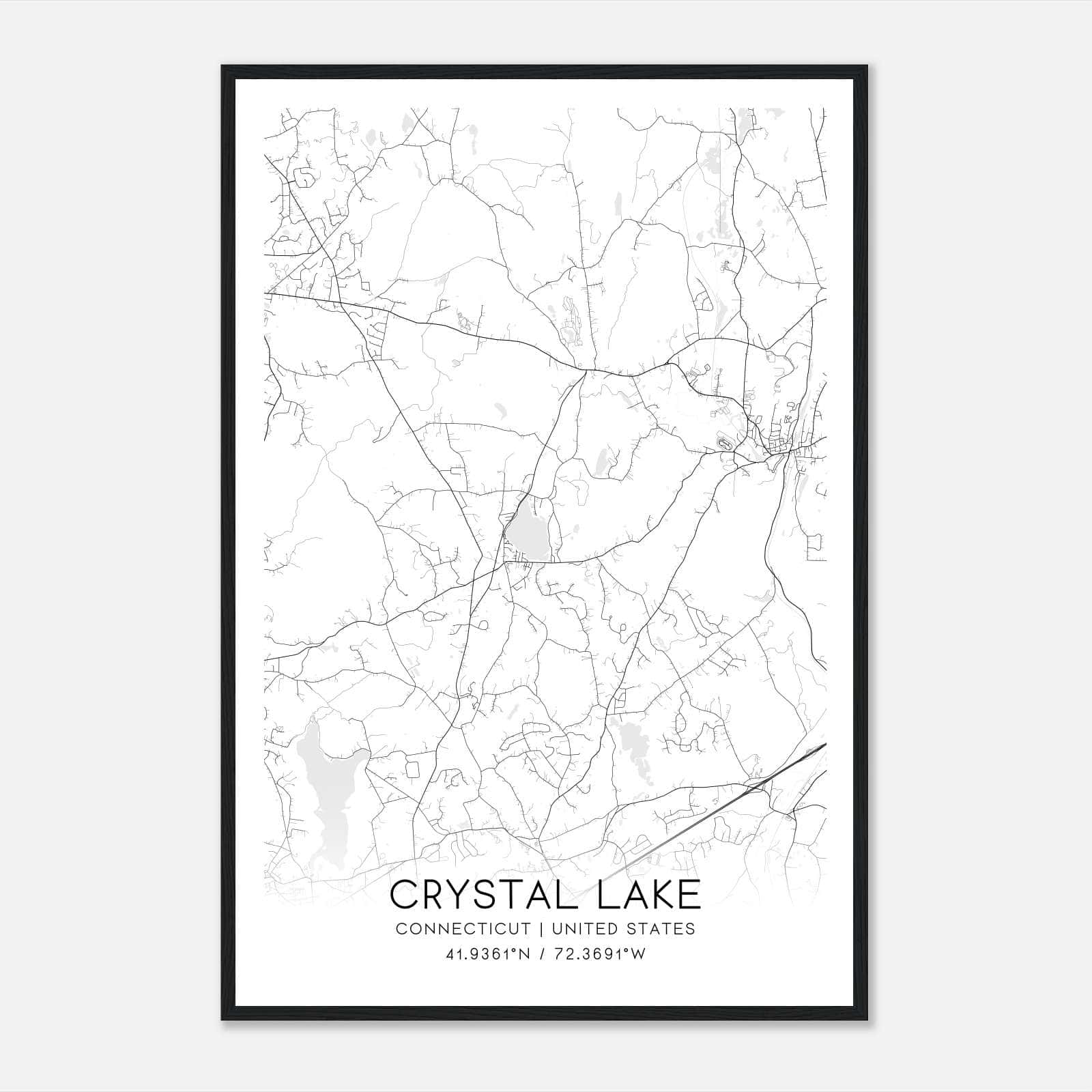 Crystal Lake Connecticut Map Poster, Modern Home Decor Wall Art Print Crystal Lake Connecticut Map Poster, Modern Home Decor Wall Art Print