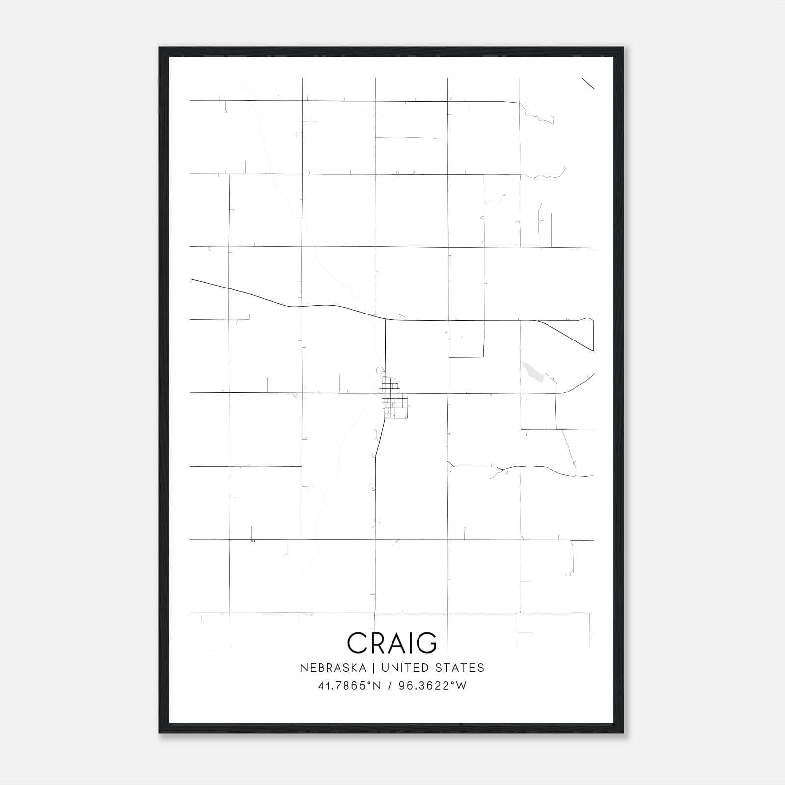 Craig Nebraska Map Poster, Modern Home Decor Wall Art Print Craig Nebraska Map Poster, Modern Home Decor Wall Art Print