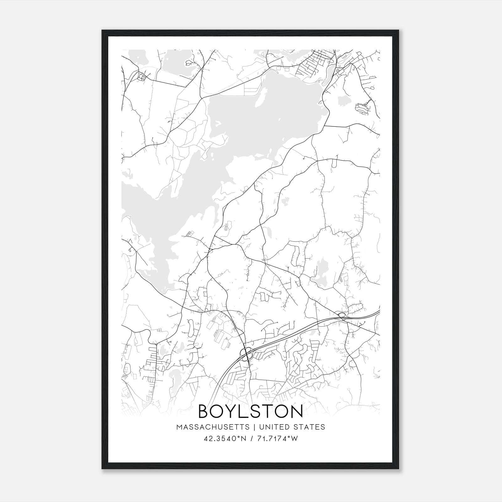 Boylston Massachusetts Map Poster, Modern Home Decor Wall Art Print Boylston Massachusetts Map Poster, Modern Home Decor Wall Art Print