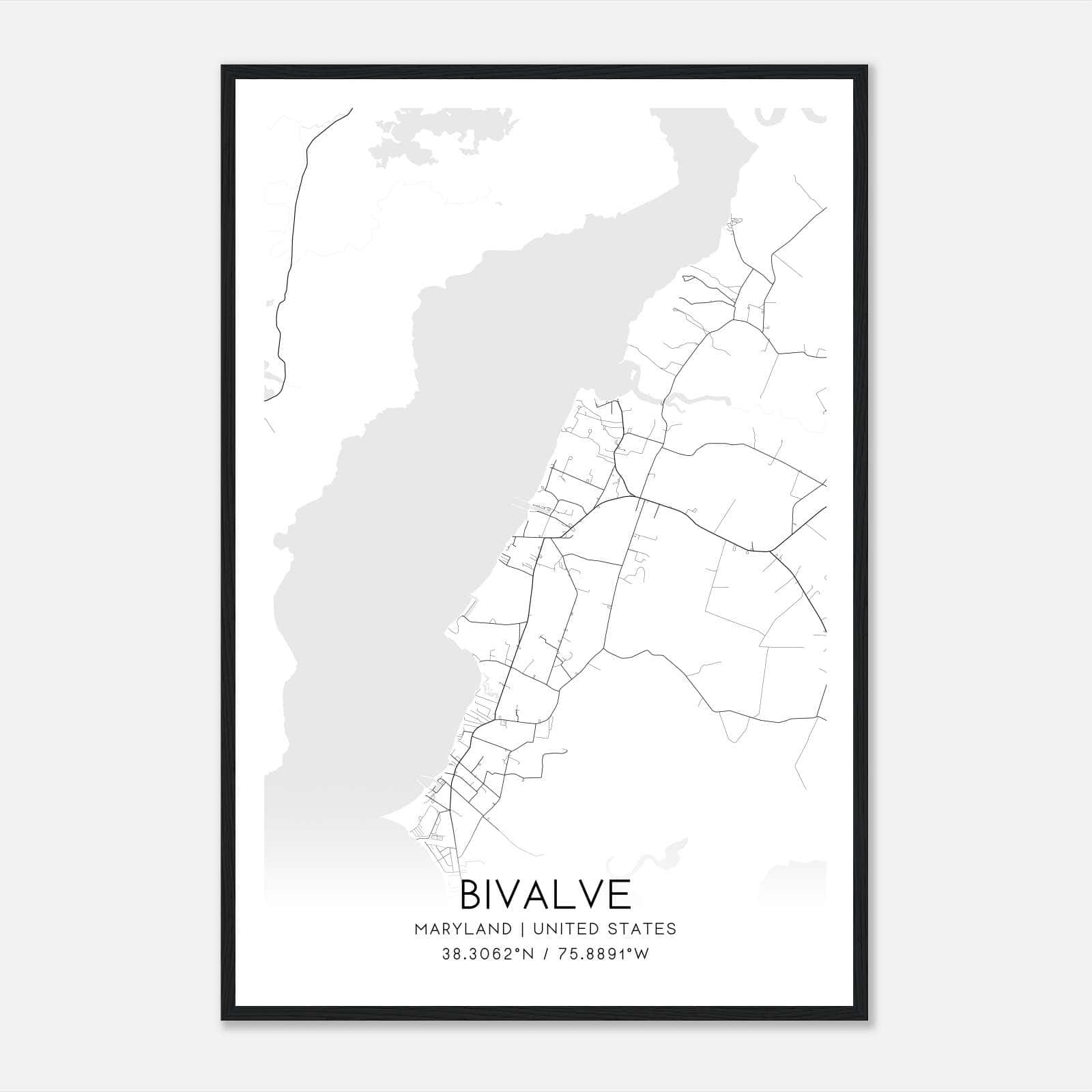 Bivalve Maryland Map Poster, Modern Home Decor Wall Art Print Bivalve Maryland Map Poster, Modern Home Decor Wall Art Print