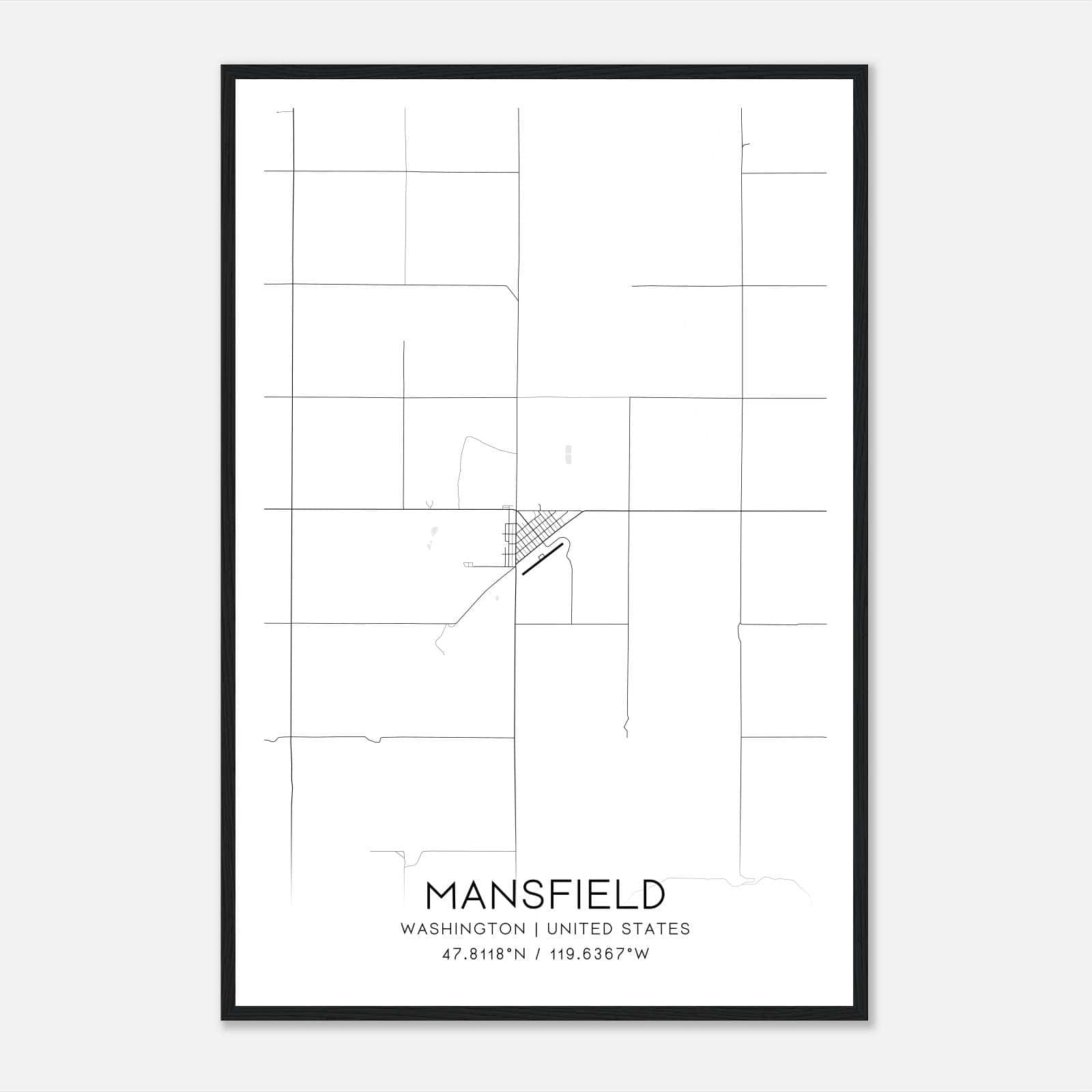Mansfield Washington Map Poster, Modern Home Decor Wall Art Print Mansfield Washington Map Poster, Modern Home Decor Wall Art Print