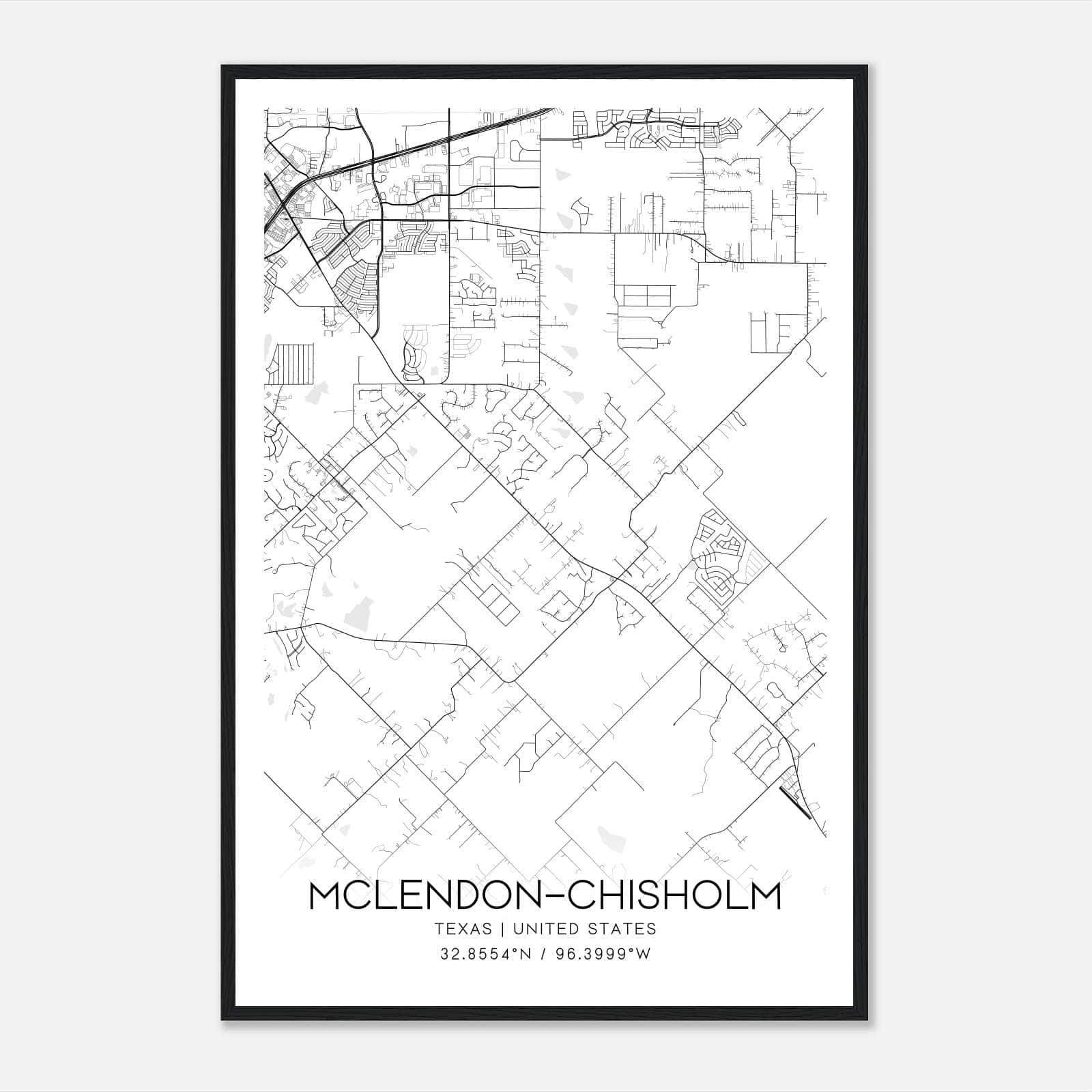 McLendon-Chisholm Texas Map Poster, Modern Home Decor Wall Art Print McLendon-Chisholm Texas Map Poster, Modern Home Decor Wall Art Print