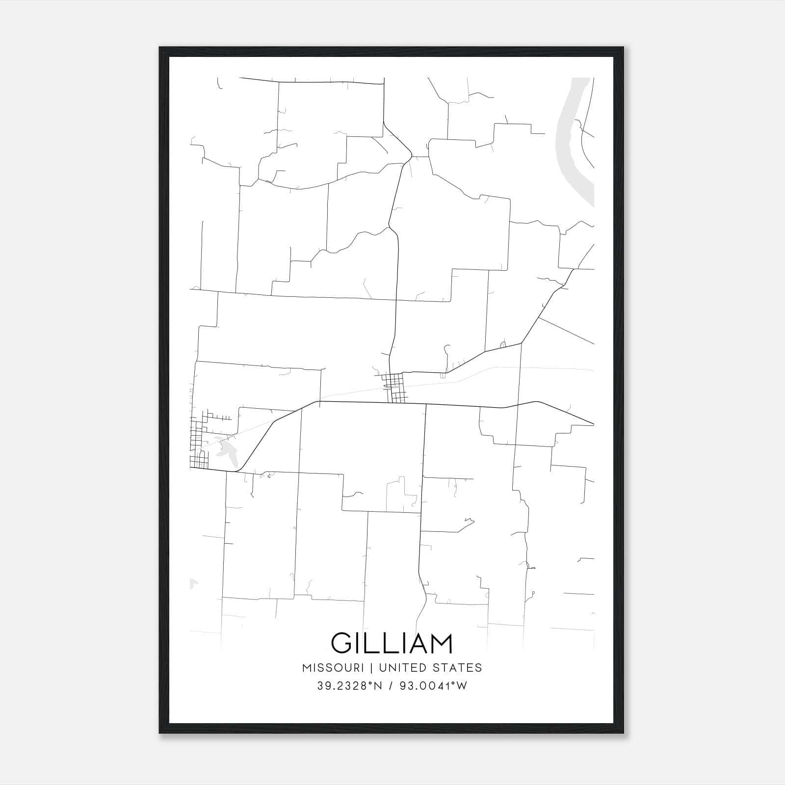 Gilliam Missouri Map Poster, Modern Home Decor Wall Art Print Gilliam Missouri Map Poster, Modern Home Decor Wall Art Print