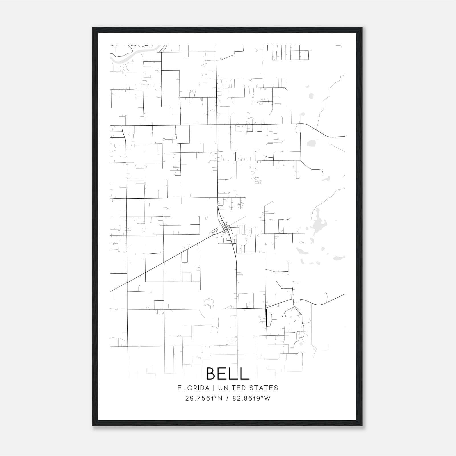 Bell Florida Map Poster, Modern Home Decor Wall Art Print Bell Florida Map Poster, Modern Home Decor Wall Art Print
