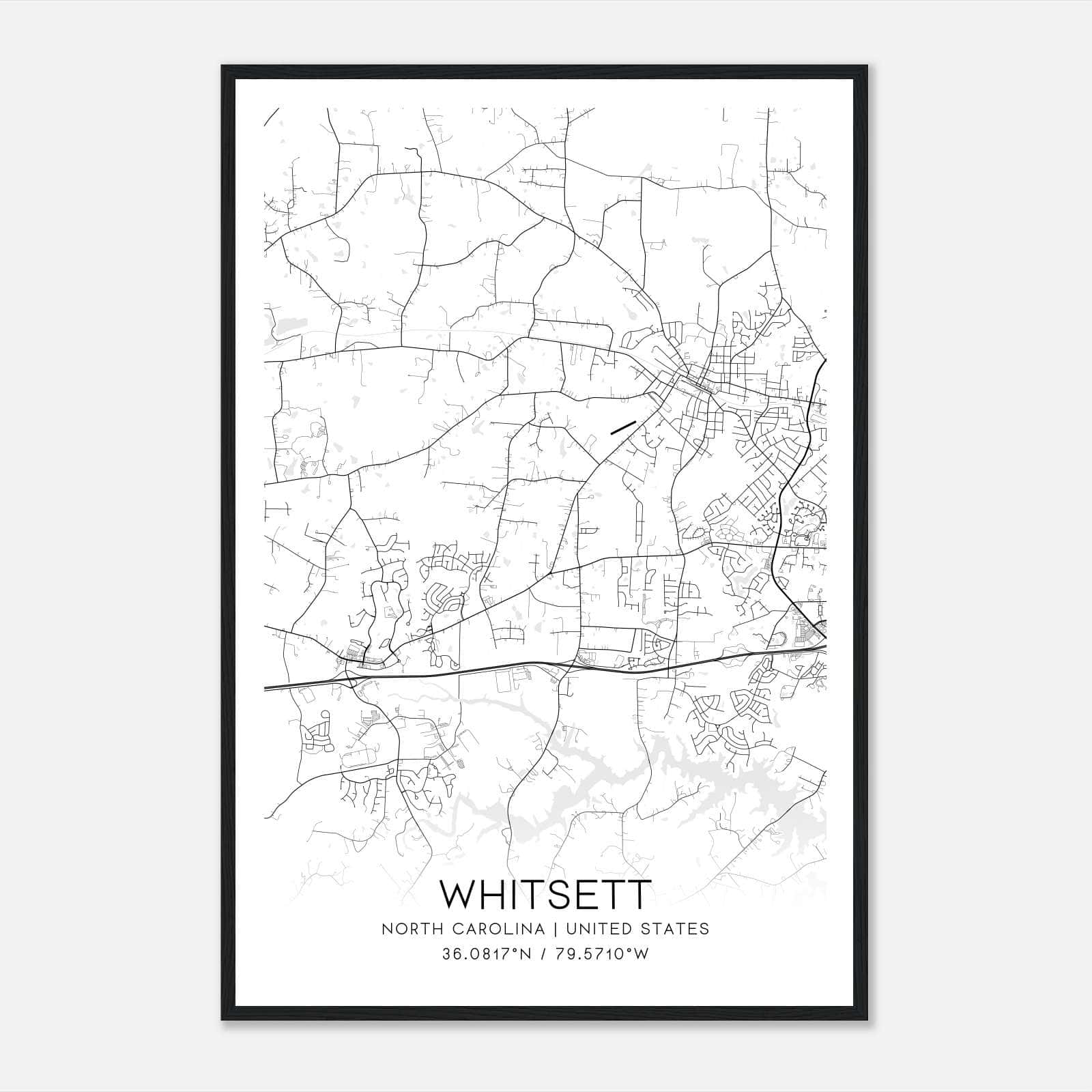 Whitsett North Carolina Map Poster, Modern Home Decor Wall Art Print Whitsett North Carolina Map Poster, Modern Home Decor Wall Art Print