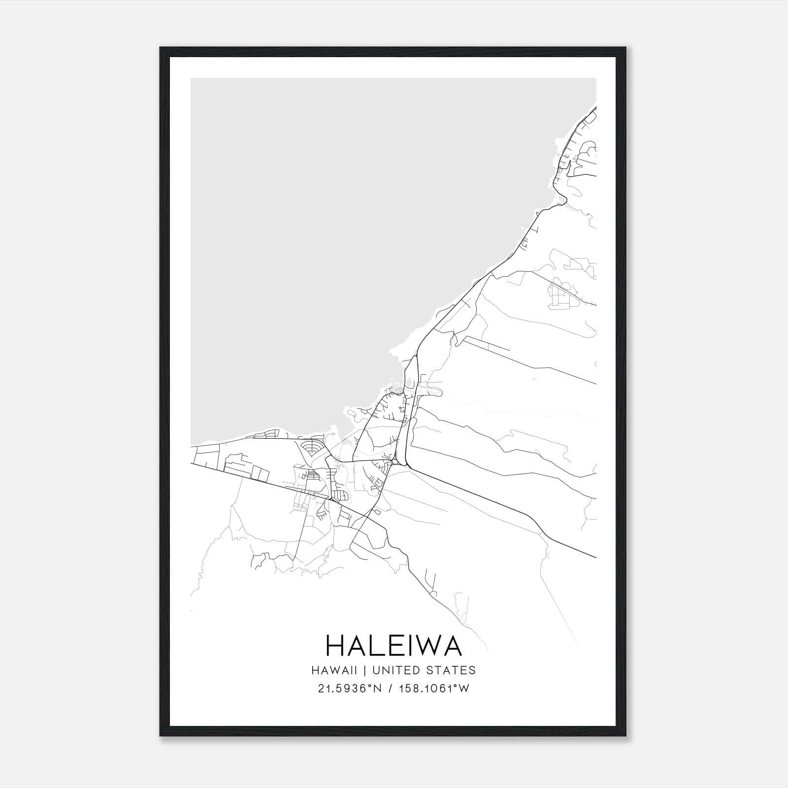 Haleiwa Hawaii Map Poster, Modern Home Decor Wall Art Print Haleiwa Hawaii Map Poster, Modern Home Decor Wall Art Print