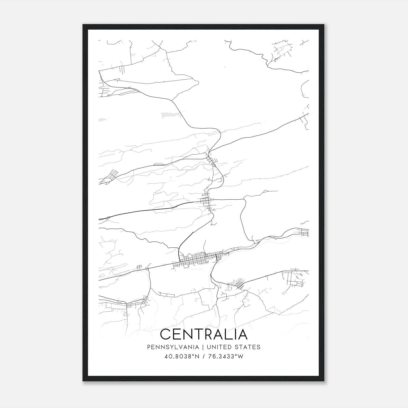 Centralia Pennsylvania Map Poster, Modern Home Decor Wall Art Print Centralia Pennsylvania Map Poster, Modern Home Decor Wall Art Print