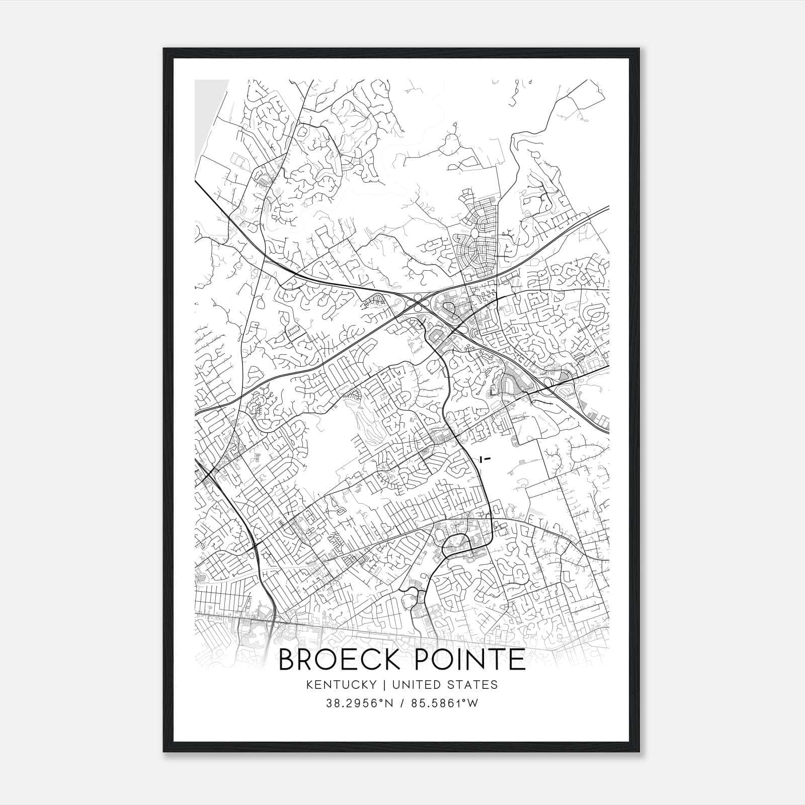 Broeck Pointe Kentucky Map Poster, Modern Home Decor Wall Art Print Broeck Pointe Kentucky Map Poster, Modern Home Decor Wall Art Print