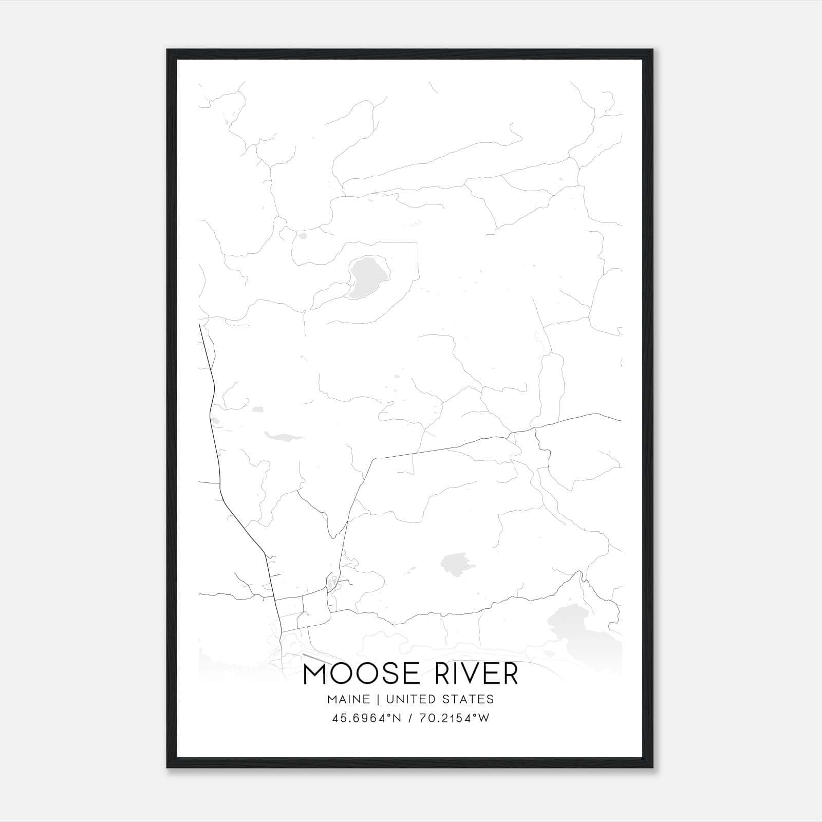Moose River Maine Map Poster, Modern Home Decor Wall Art Print Moose River Maine Map Poster, Modern Home Decor Wall Art Print