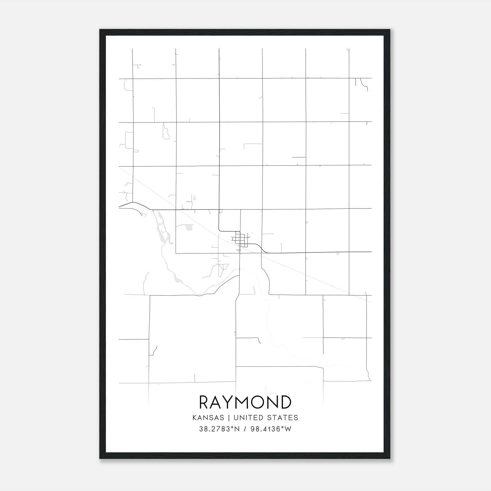Raymond Kansas Map Poster, Modern Home Decor Wall Art Print Raymond Kansas Map Poster, Modern Home Decor Wall Art Print