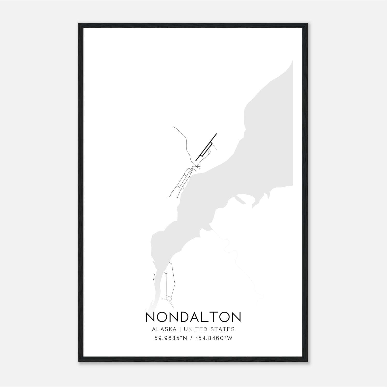 Nondalton Alaska Map Poster, Modern Home Decor Wall Art Print Nondalton Alaska Map Poster, Modern Home Decor Wall Art Print