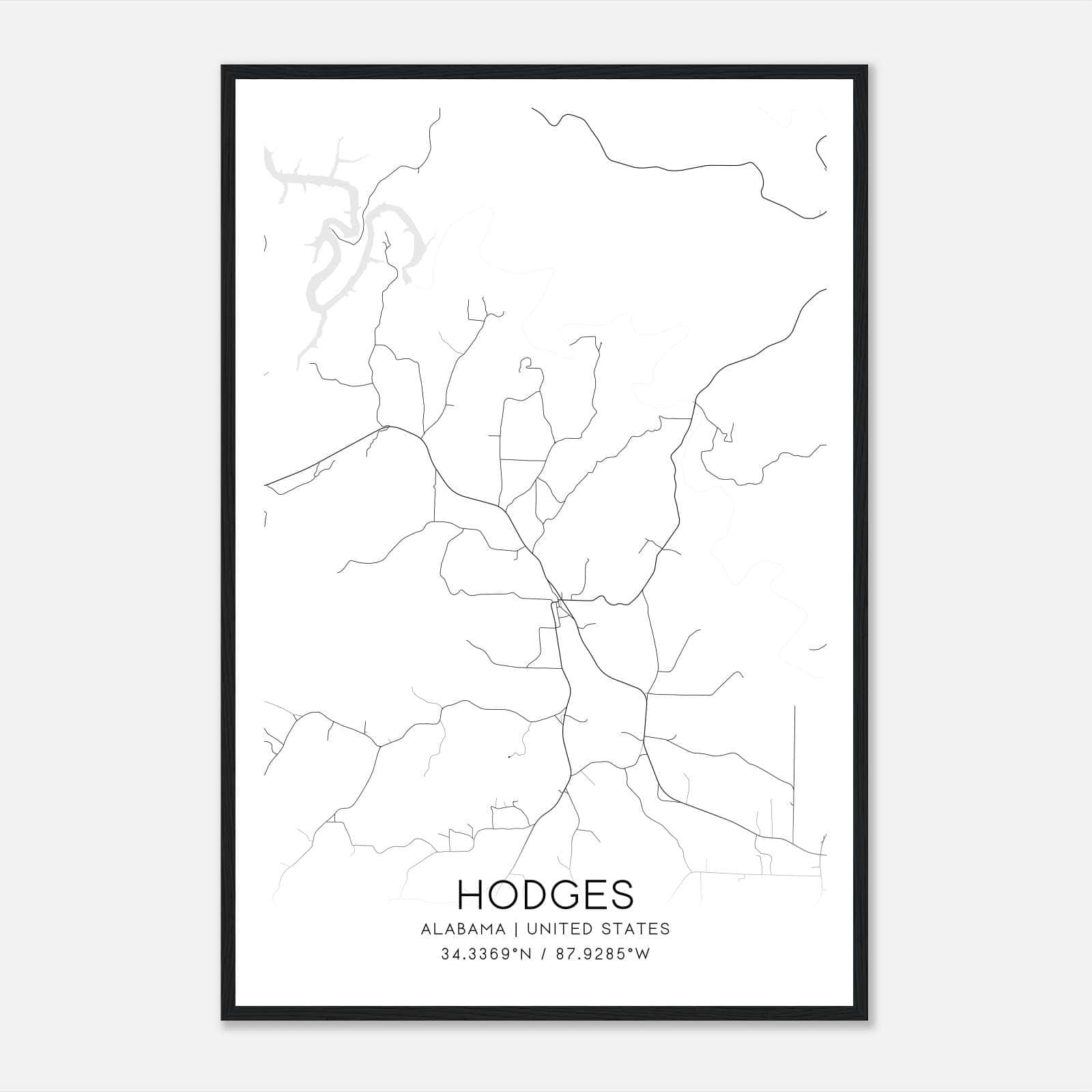 Hodges Alabama Map Poster, Modern Home Decor Wall Art Print Hodges Alabama Map Poster, Modern Home Decor Wall Art Print