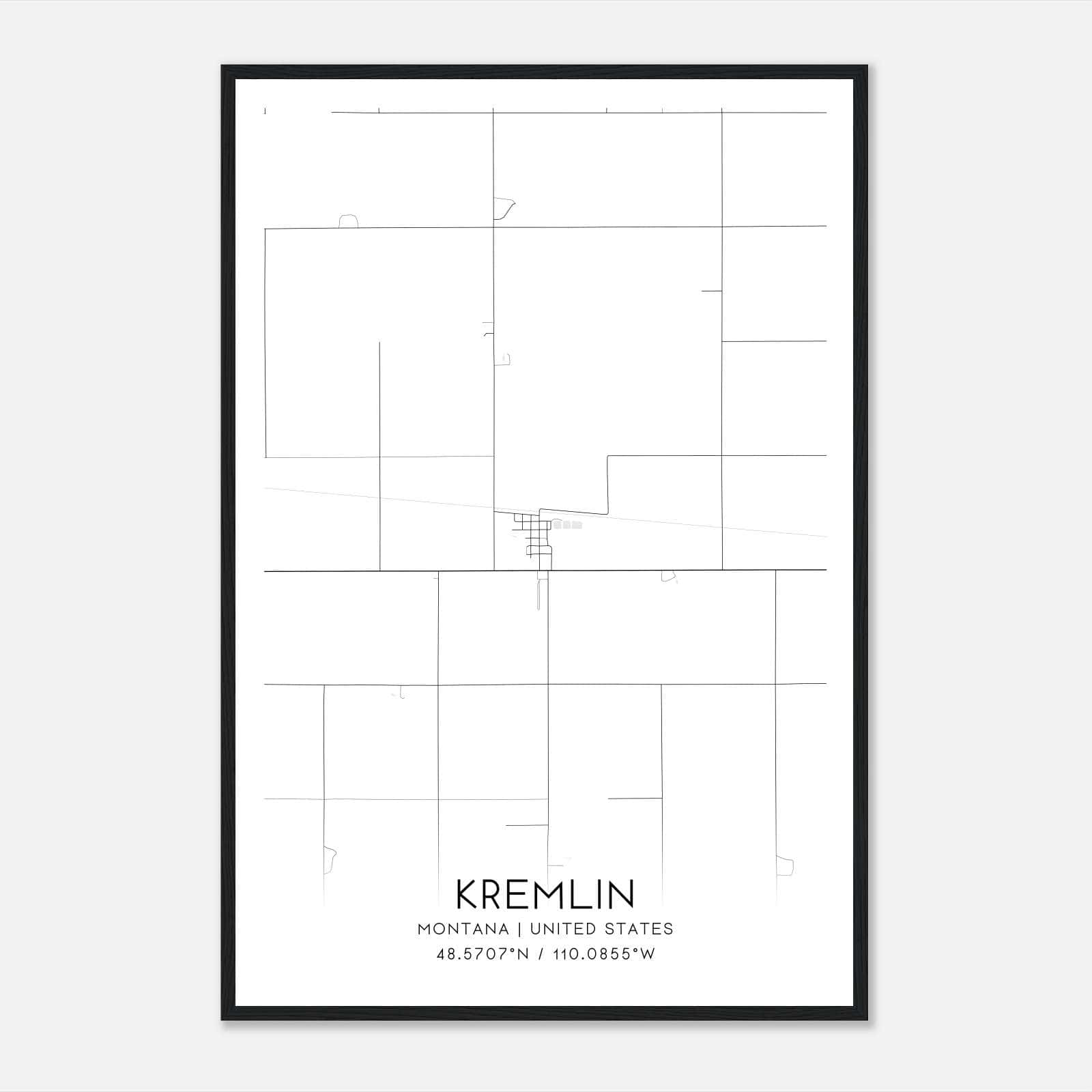 Kremlin Montana Map Poster, Modern Home Decor Wall Art Print Kremlin Montana Map Poster, Modern Home Decor Wall Art Print
