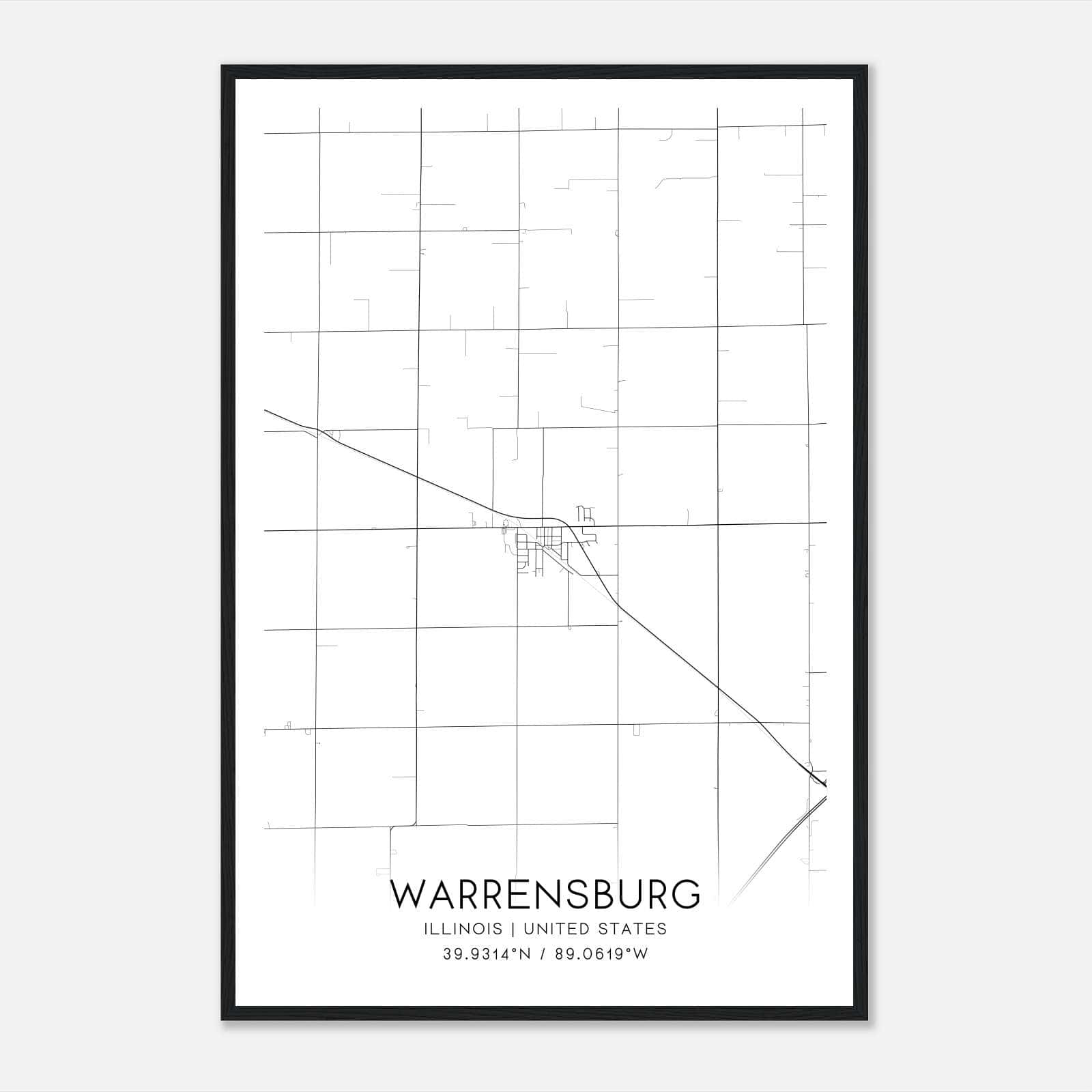 Warrensburg Illinois Map Poster, Modern Home Decor Wall Art Print Warrensburg Illinois Map Poster, Modern Home Decor Wall Art Print