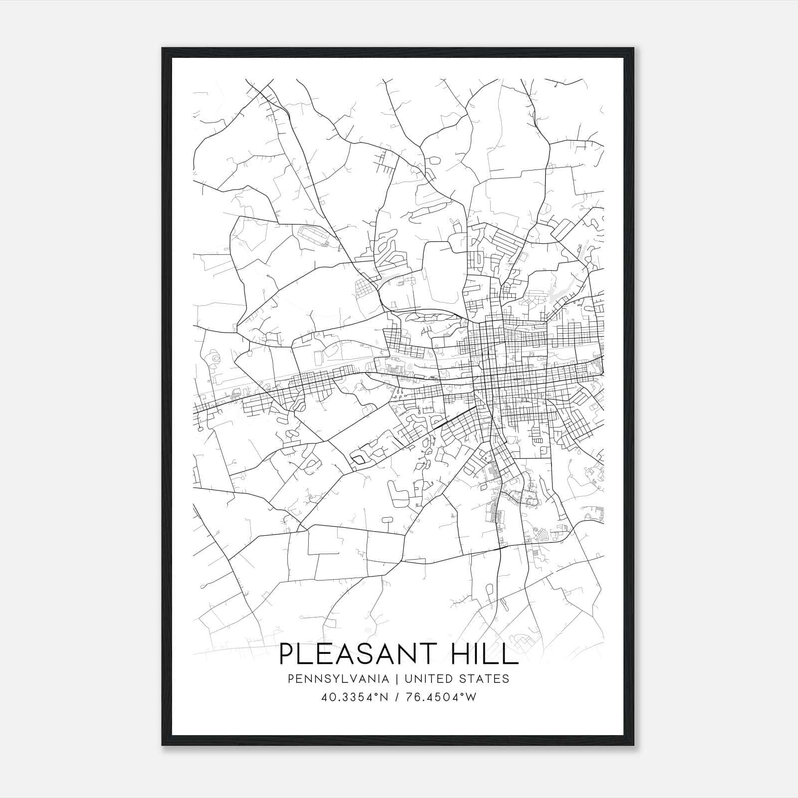 Pleasant Hill Pennsylvania Map Poster, Modern Home Decor Wall Art Print Pleasant Hill Pennsylvania Map Poster, Modern Home Decor Wall Art Print