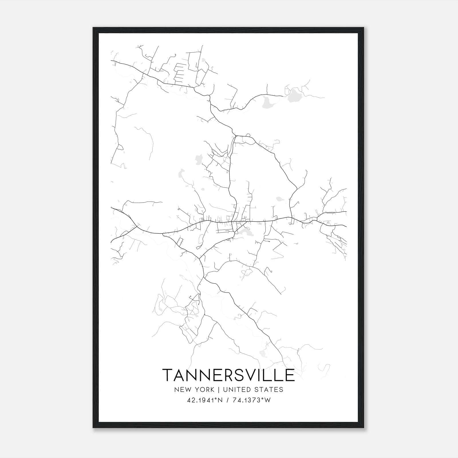 Tannersville New York Map Poster, Modern Home Decor Wall Art Print Tannersville New York Map Poster, Modern Home Decor Wall Art Print