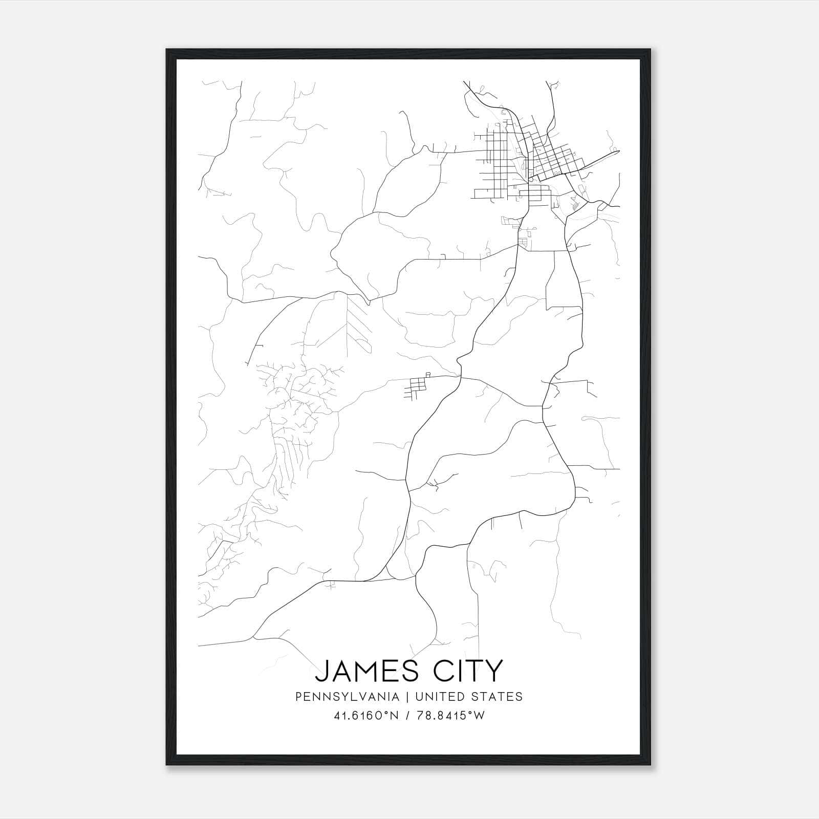 James City Pennsylvania Map Poster, Modern Home Decor Wall Art Print James City Pennsylvania Map Poster, Modern Home Decor Wall Art Print