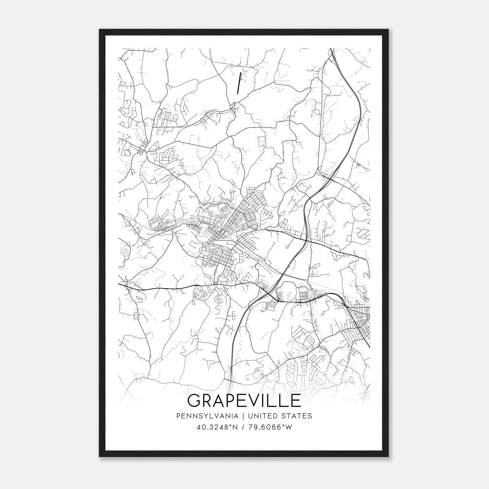 Grapeville Pennsylvania Map Poster, Modern Home Decor Wall Art Print Grapeville Pennsylvania Map Poster, Modern Home Decor Wall Art Print